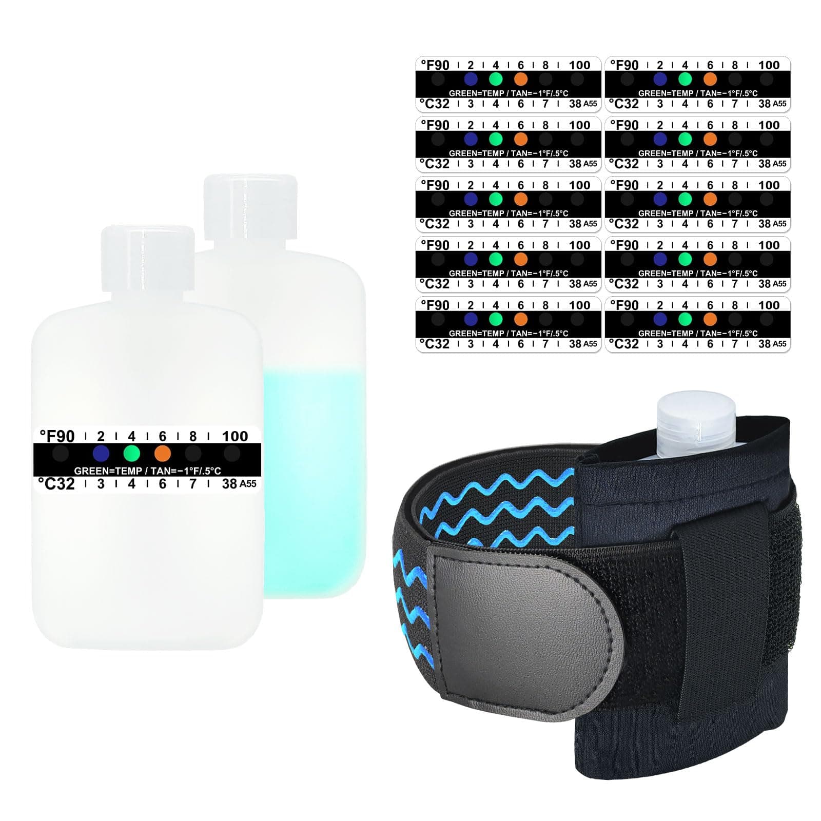 Urine Test Complete Kit - Smaller 3oz Translucent Empty Bottle, Non-Falling and Hi-Stretch Hidden Leg Strap, Urine Test Temperature Strips and Velour Lining Sample Bag, Urine Test Practice Kit at Home