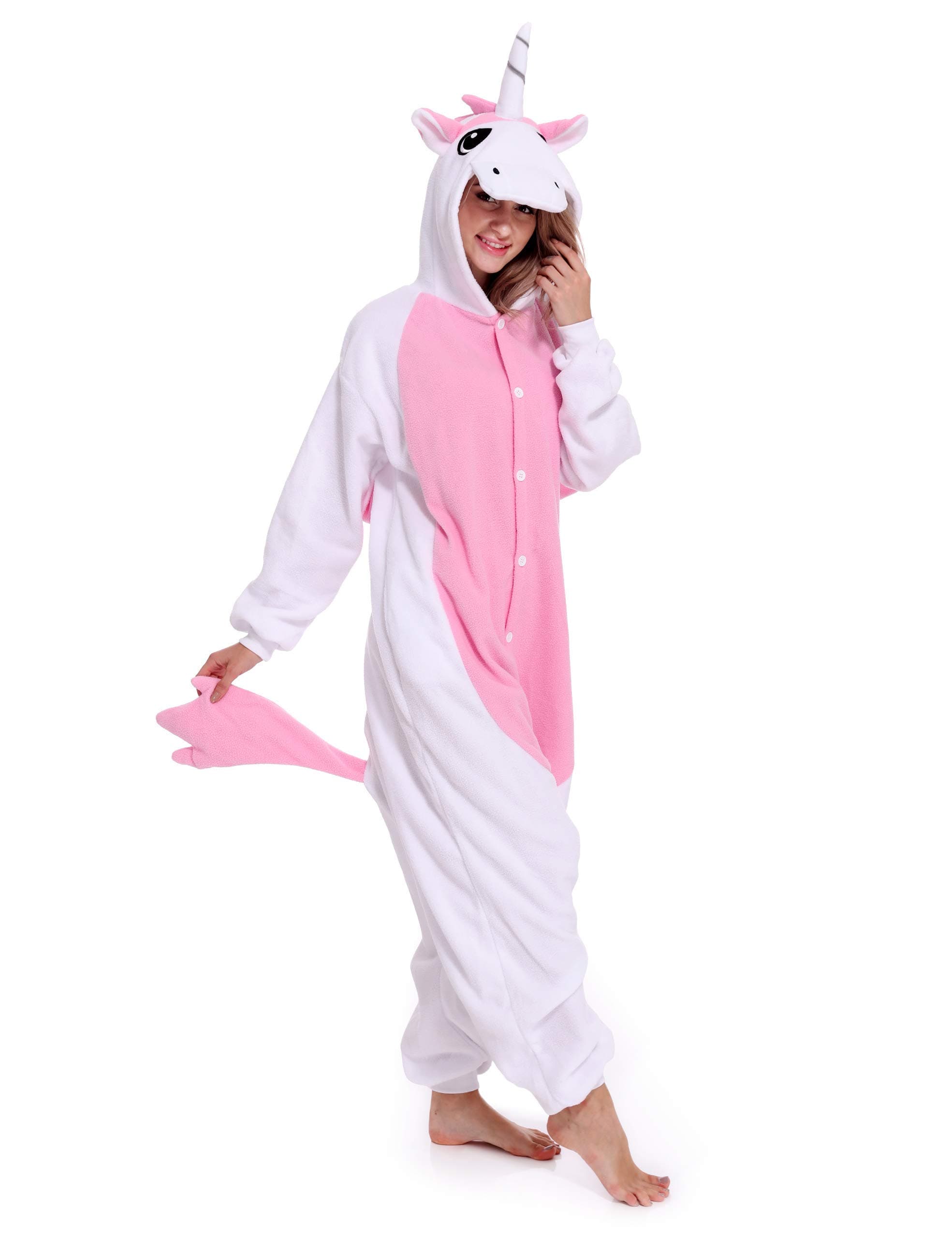 Unicorn One-Piece Pajamas Animal Cosplay Costume Halloween Sleepwear Unisex for Adult