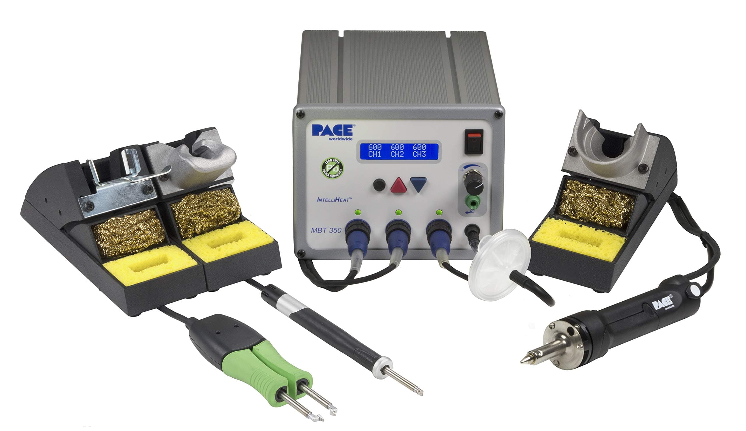 PACE MBT 350 (MBT350) Multi-Channel Soldering Desoldering & Rework System with SX-100 Desolder Iron TD-100A Soldering Iron and MT-100 MiniTweez Thermal Tweezer