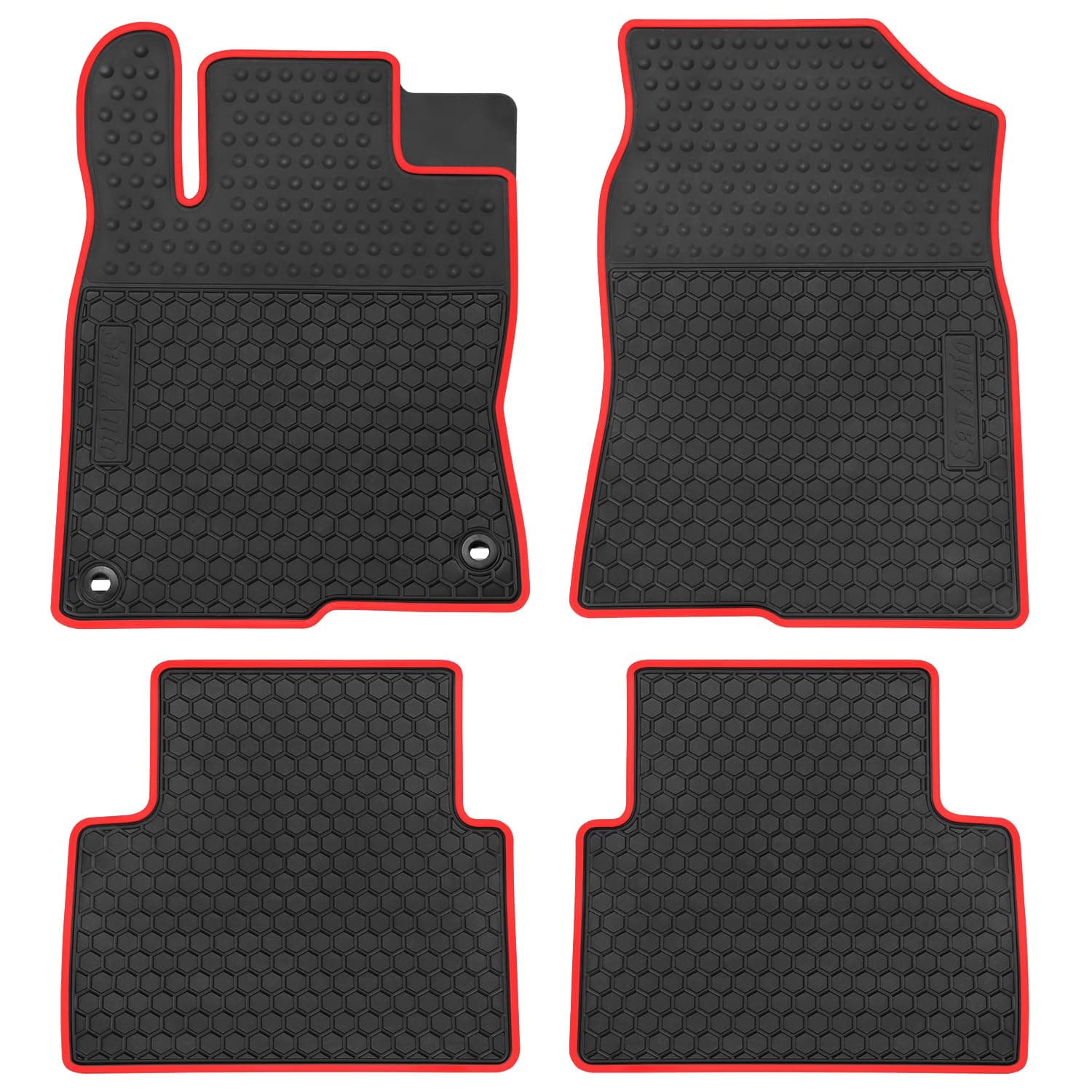 Car Rubber Floor Mat for Honda Civic Sedan 10th Generation 2016 2017 2018 2019 2020 2021 Custom Fit Black and Red Auto Floor Liners Mat All Weather Protection Heavy Duty Odorless