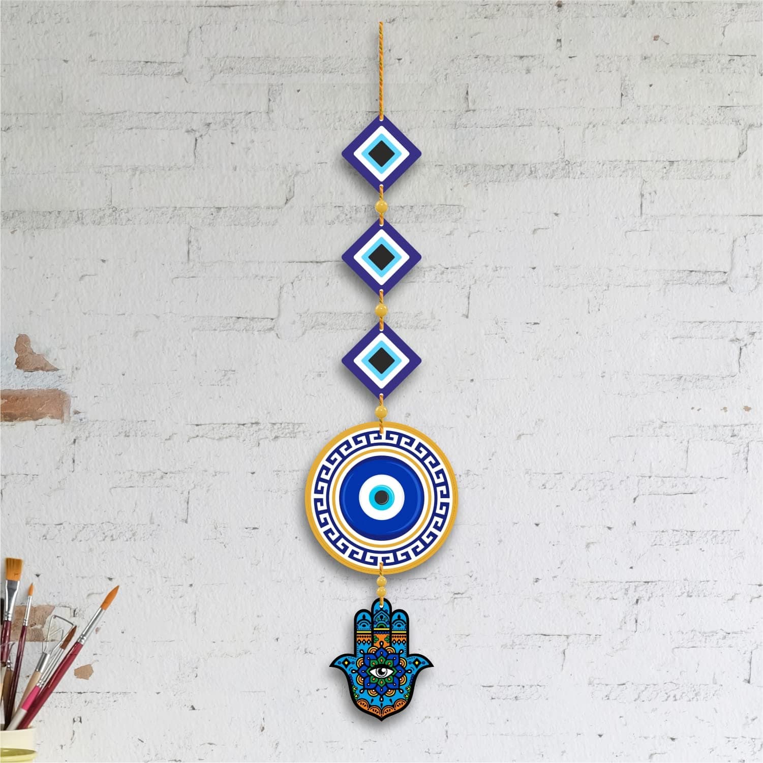 Nupur Studios "Evil Eye" Hanging For House/Positive Vibes/Hamsa Hand/House Door Entrance/Offices (Multicolor)