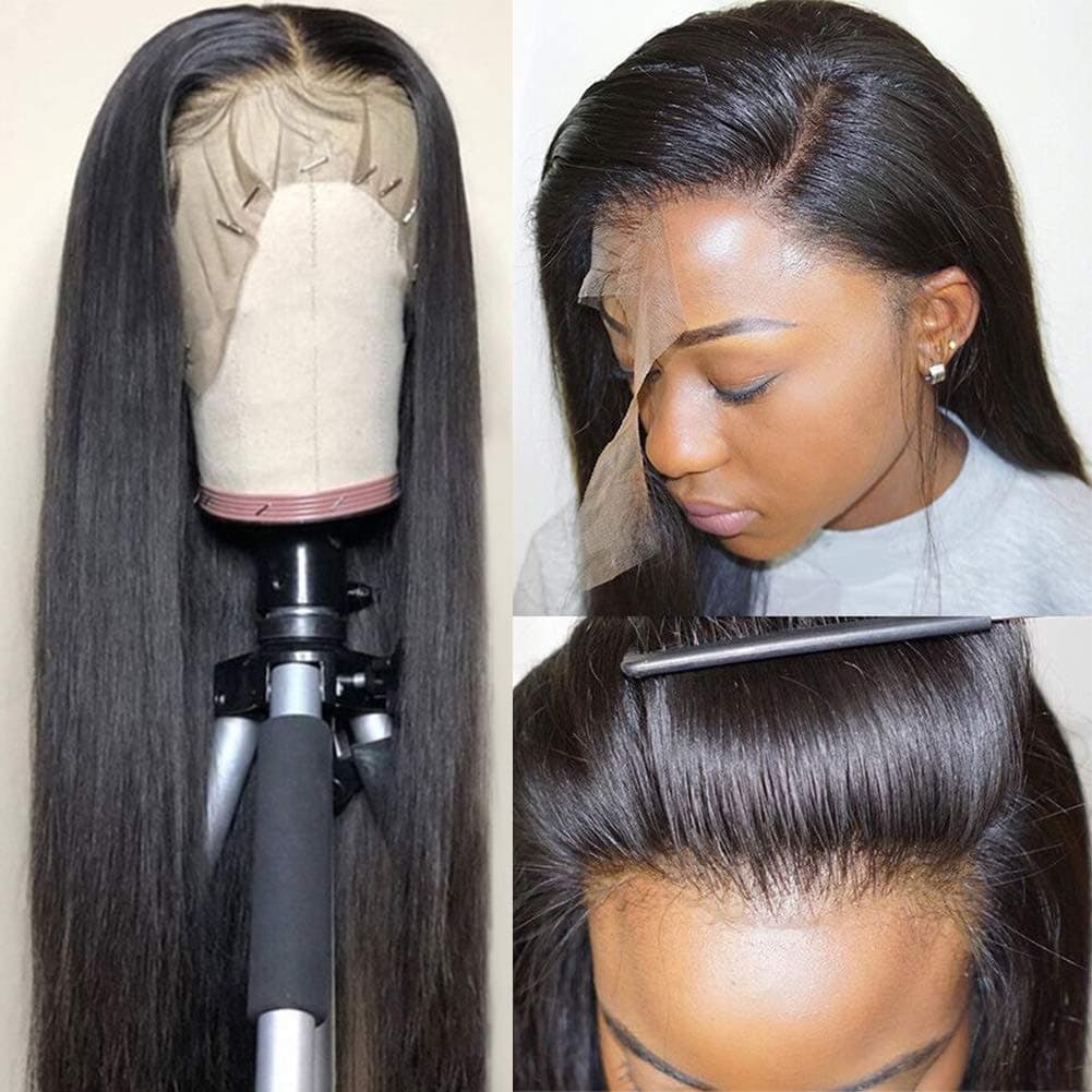 Subella (36cm, 150 Density) - 9A Straight Lace Front Wigs Human Hair (36cm) 150% Density Brazilian Human Hair Wig with Baby Hair Pre Plucked Natural Hairline Wigs for Black Women