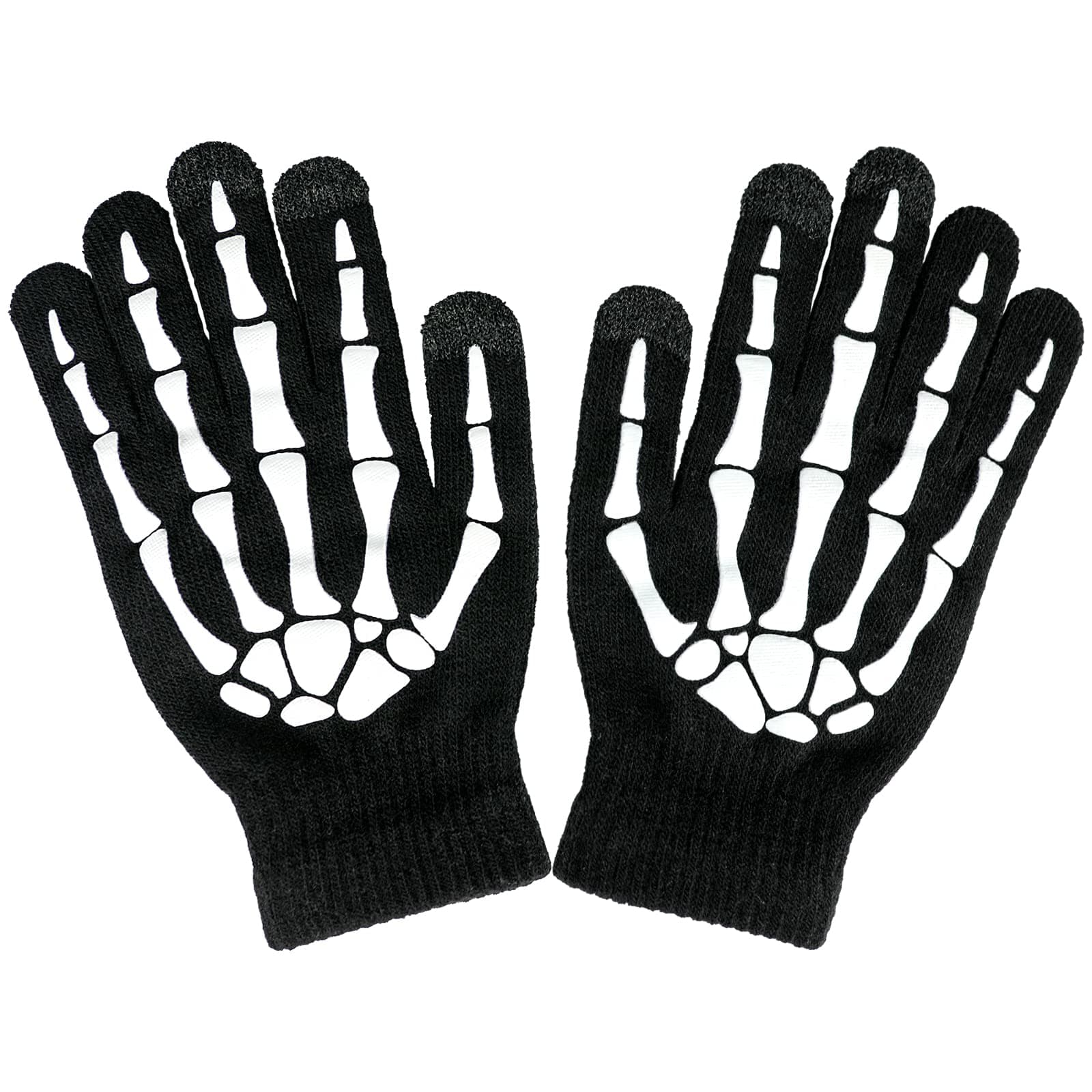 Halloween Skeleton Gloves,Unisex Skull Full Finger Gloves,for Costume Cosplay Men Women Kids Accessories, Thickened, Thickened