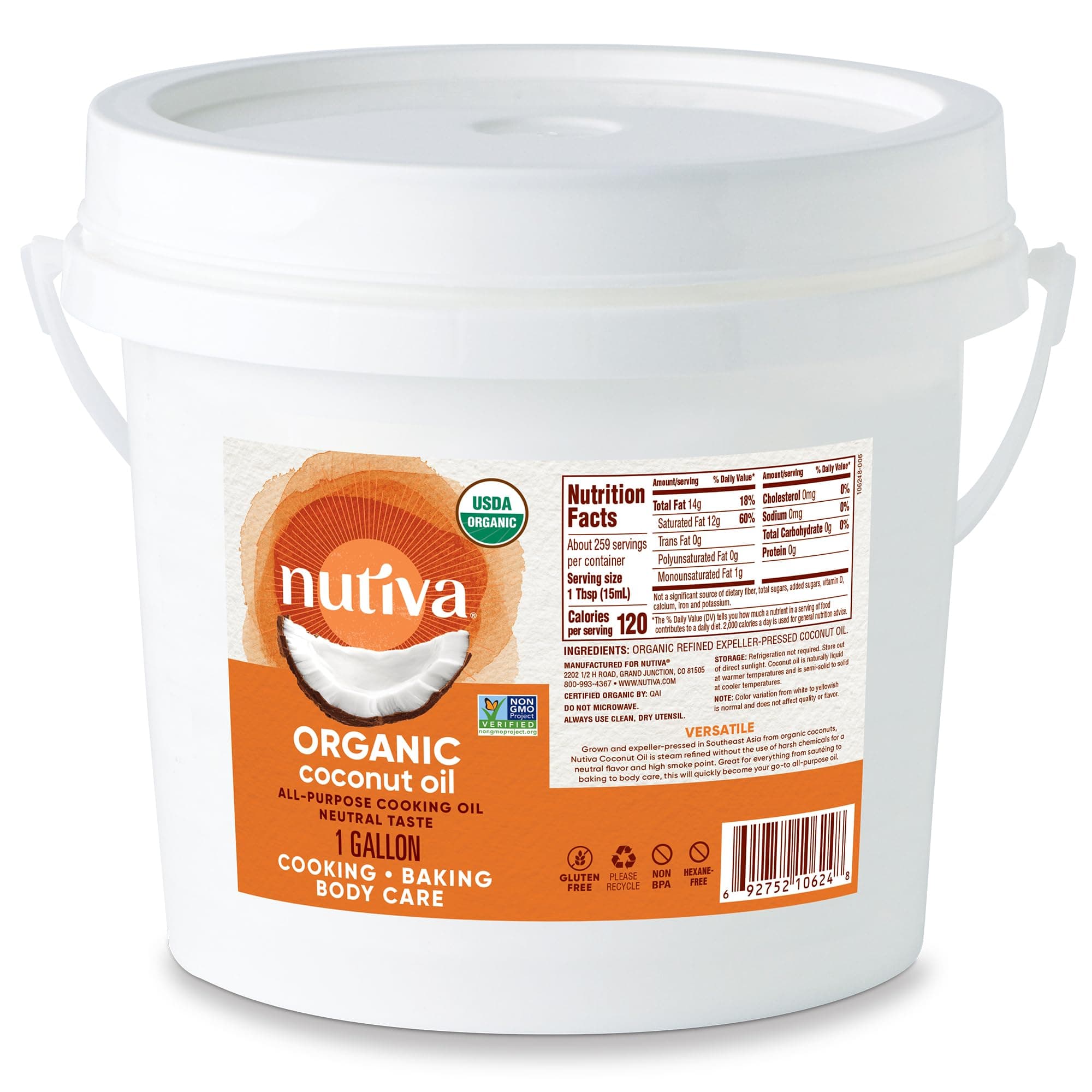 Organic Steam Refined Oil, Coconut, 128 Fl Oz