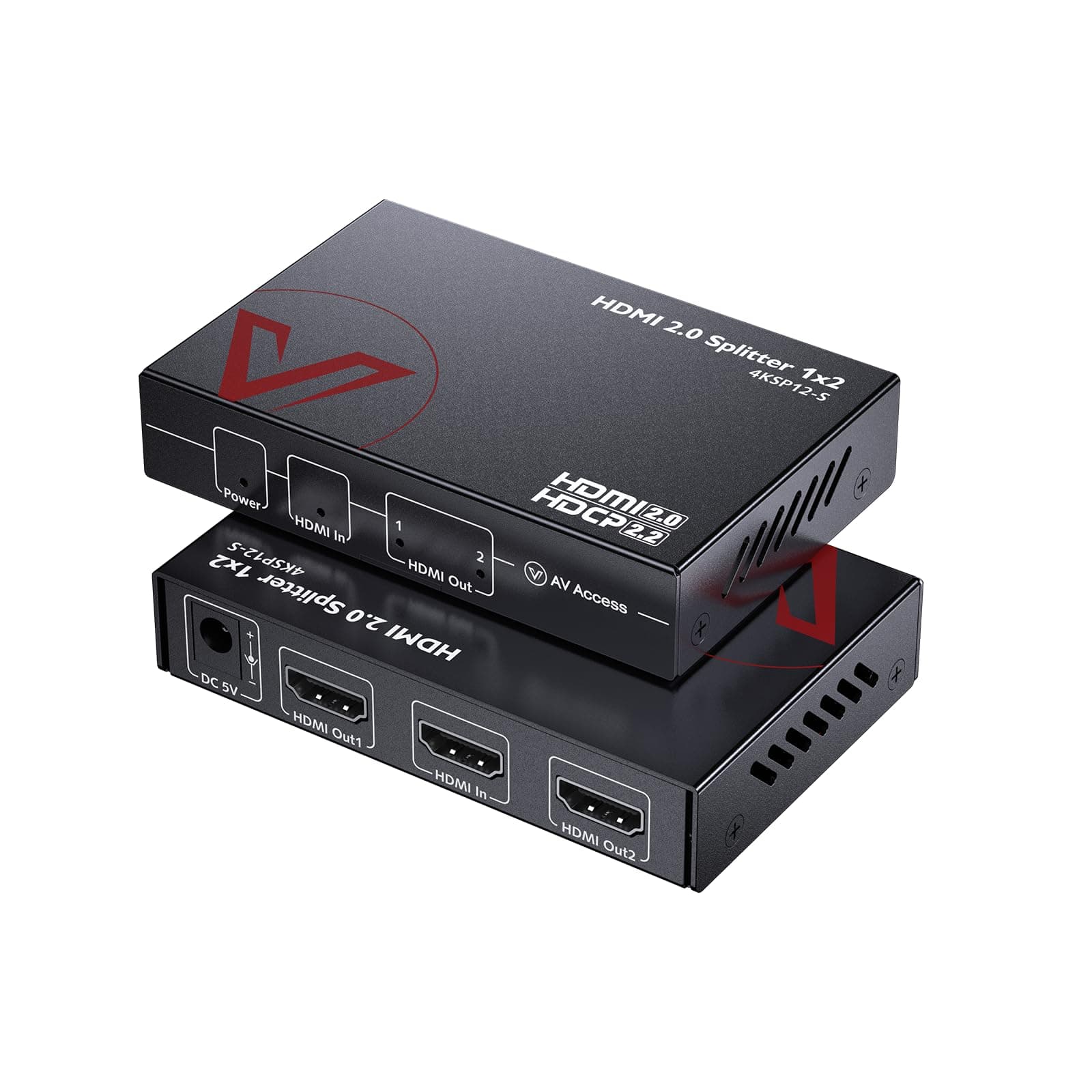 4K@60Hz/1080p@120Hz HDMI 2.0 Splitter 1 in 2 Out, Auto Downscaler with HDR10 &3D, 18Gbps Zero Latency, Gaming Splitter, Duplicate/Mirror Screens, HDCP 2.2, for Xbox, PS5