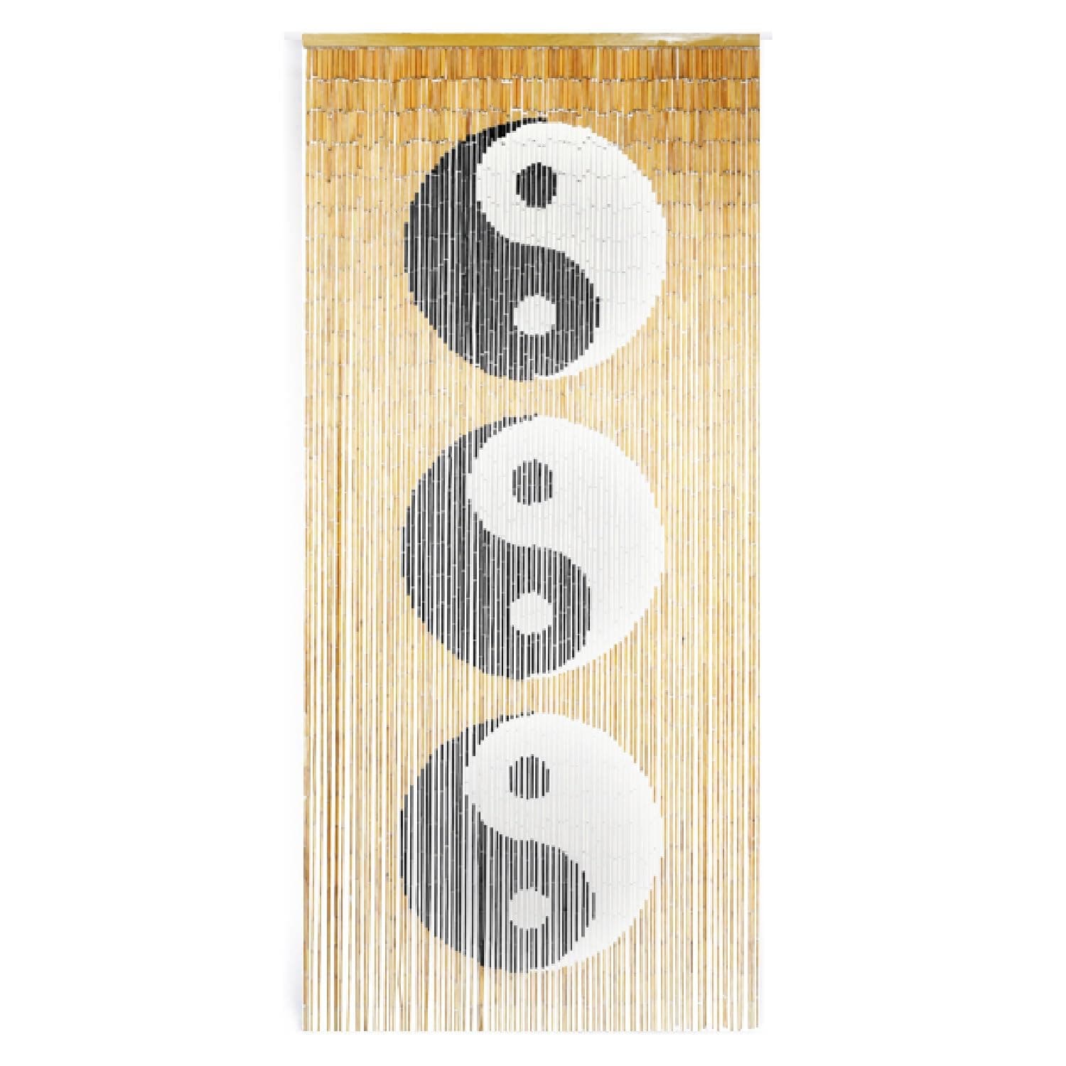 Ying Yang Bamboo Bead Curtain, Doorway Hanging Beads, Bamboo Door Beads 35.5 inches x 78 inches, 90 strands