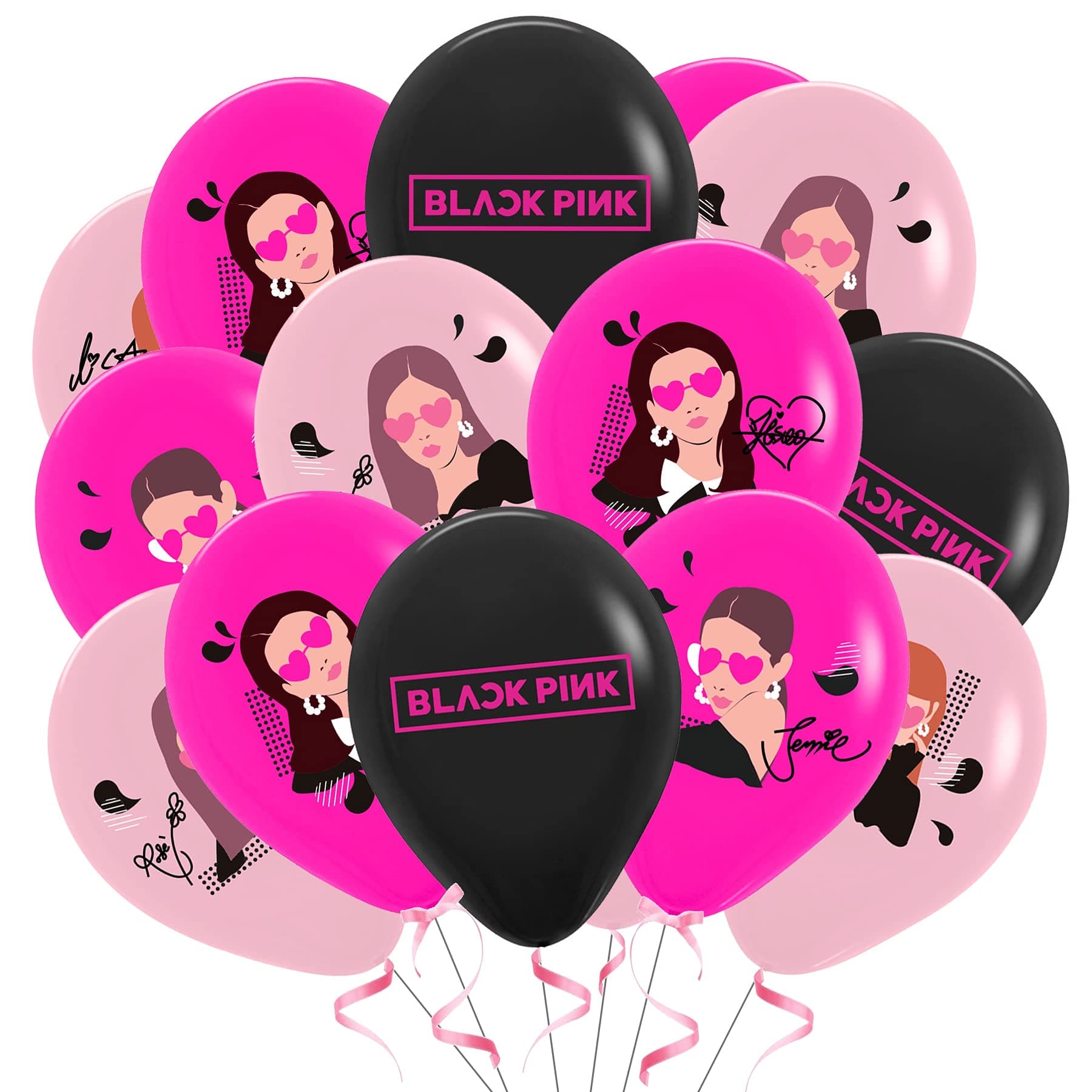 Black Girl Pink girl Balloons, BTS Boy Combination Balloons，Korean Girl Group Combination Balloons, Dance Party Balloons, Girl Party Decoration Balloons,Birthday Party Supplies And Decorations