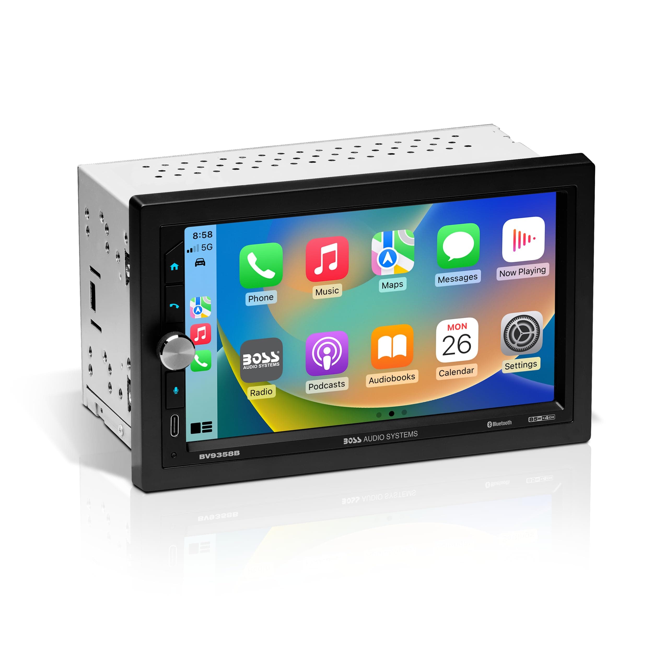 BV9358B Car Stereo – Wireless CarPlay Android Auto, Double Din, 7 Inch Touchscreen, Bluetooth, NO CD DVD Player, AM/FM Radio Receiver, A/V Input, USB