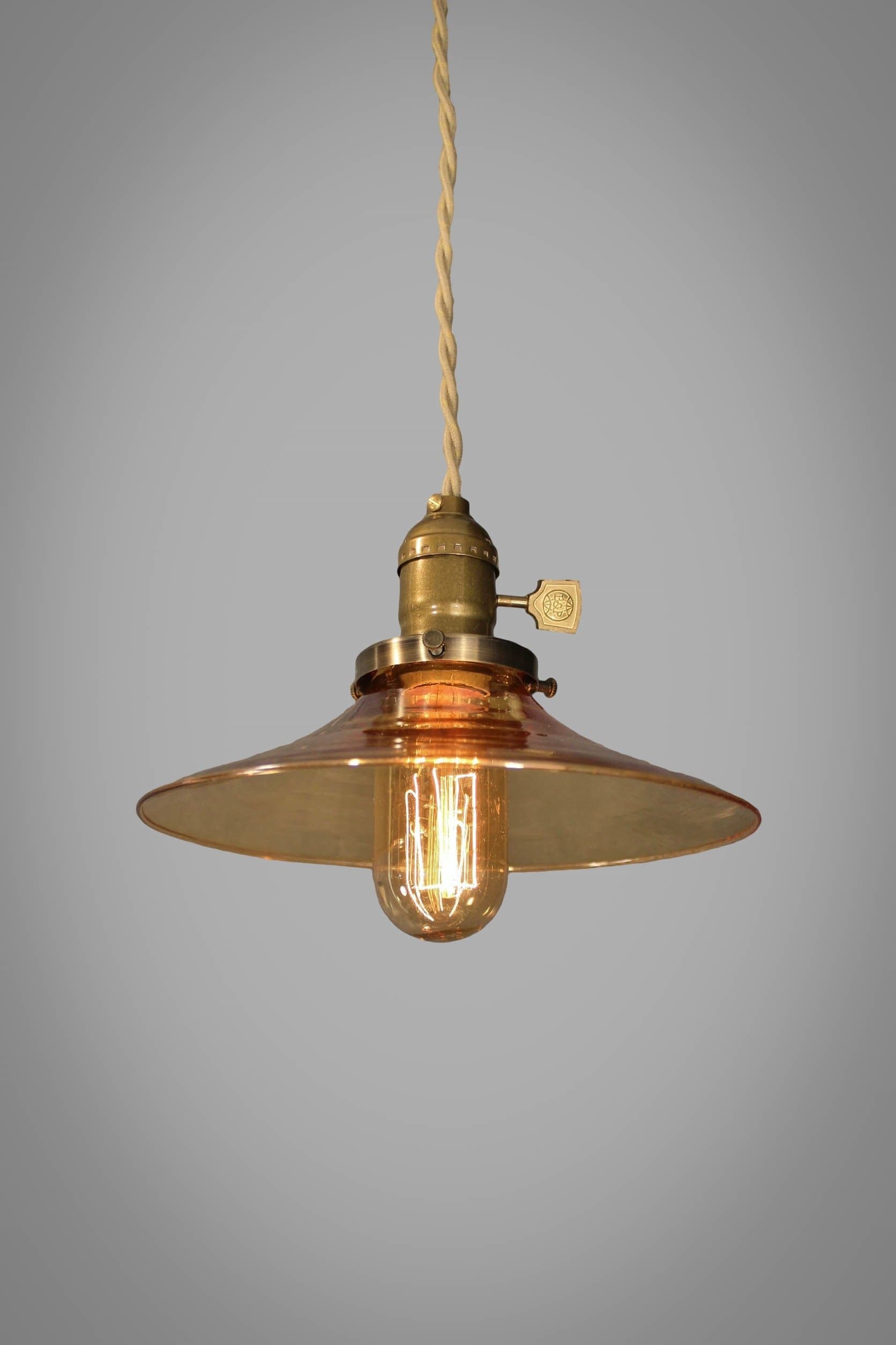 Amber Glass Pendant Lamp - Vintage Industrial Lighting