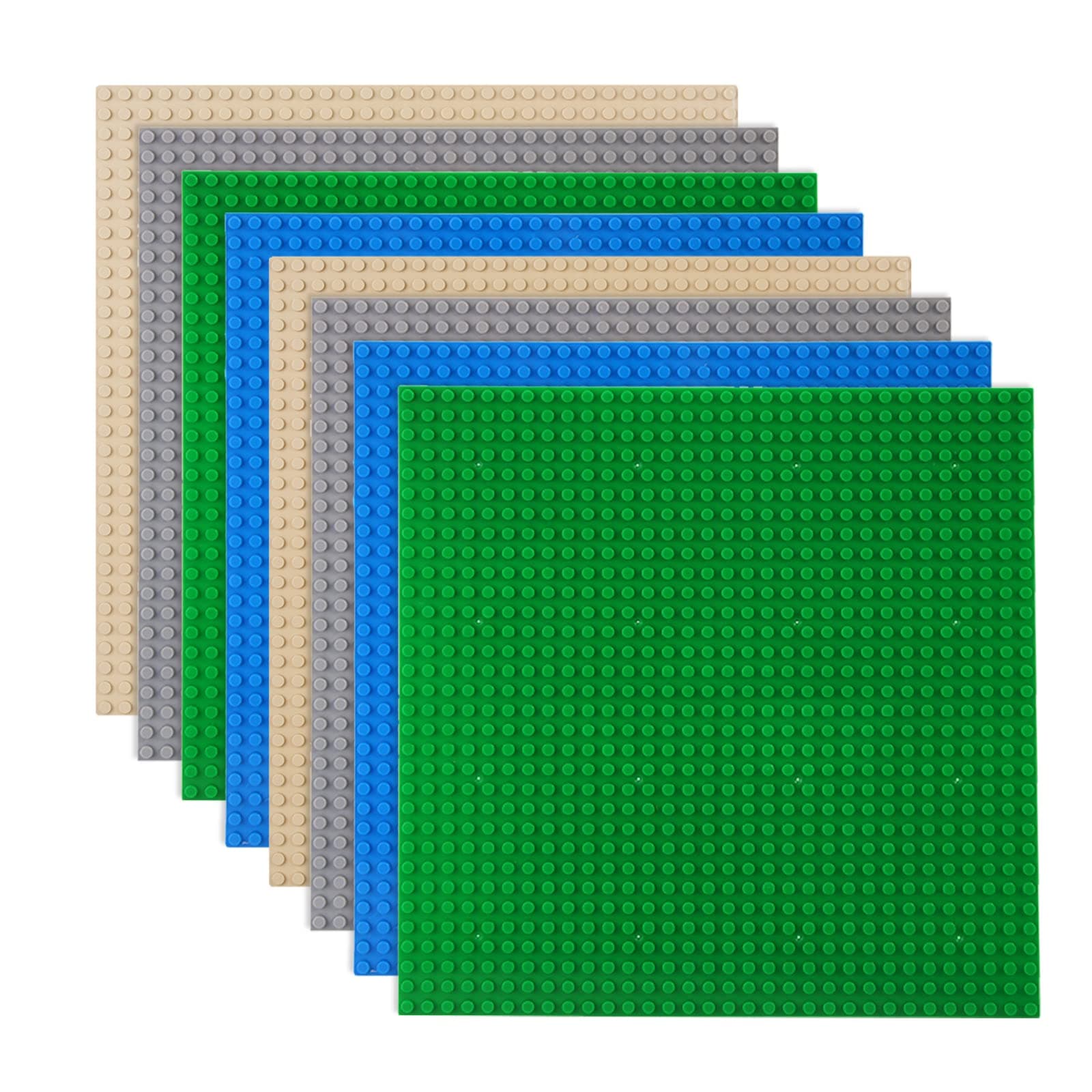 8 Pack Classic Baseplates Building Plates for Building Bricks 100% Compatible with All Major Brands-Baseplate, 10" x 10", Multicolored