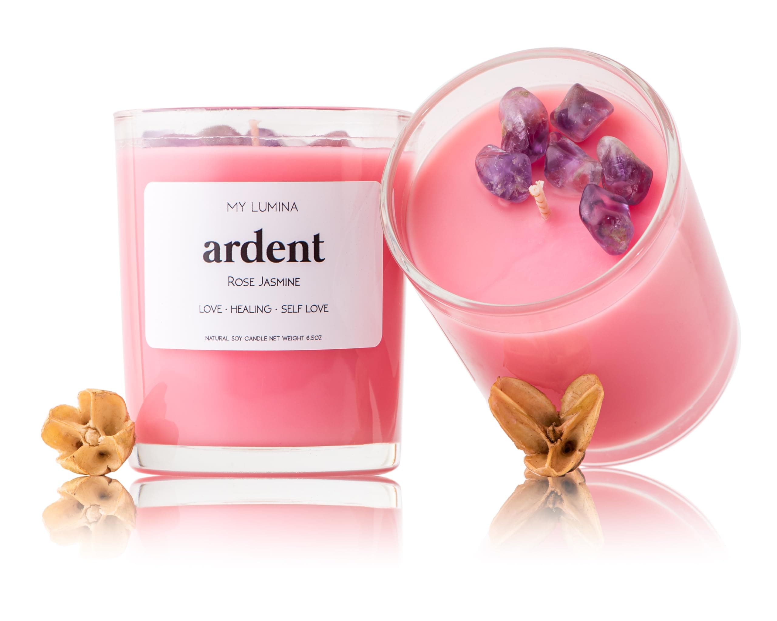 My Lumina Ardent Love Pink Candle - Romantic Sweet Love Candle Natural Soy Wax - Rose and Jasmine Natural Scented Purifying Candle for Aromatherapy