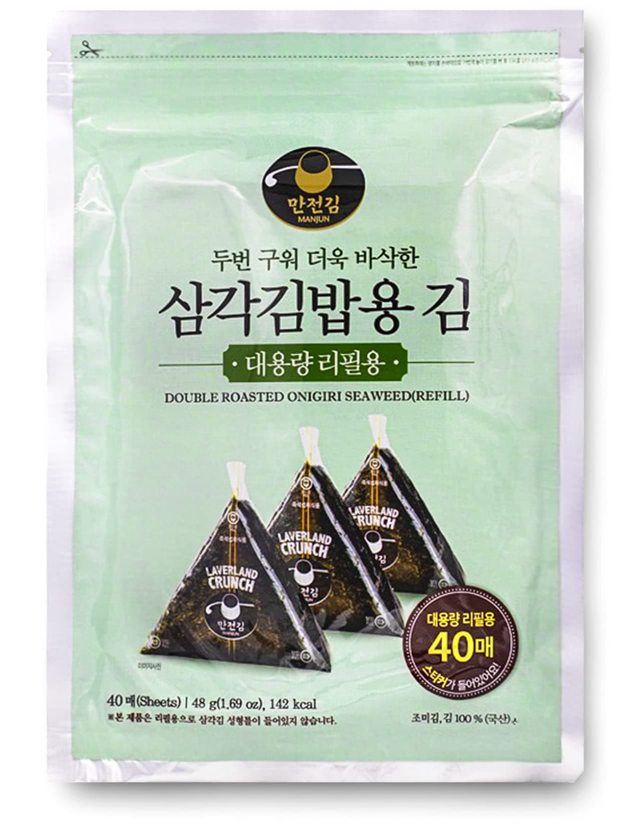 ROM AMERICA Onigiri Nori Sushi Triangle Rice Ball Dried Seaweed Laver Wrappers Refill - 40 Sheets (Pack of 1)