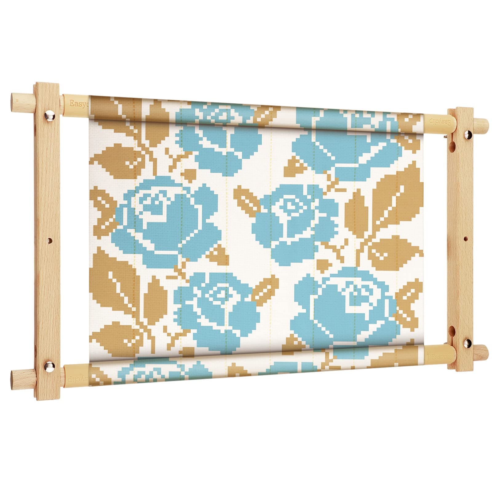 Needlepoint Embroidery Tapestry Scroll Frame Cross Stitch Frame Wooden Needlepoint Stretcher Wood Needlework Quilting Hoop Stand Stitching Holder Tool for Sewing, 12 x 21 Inch