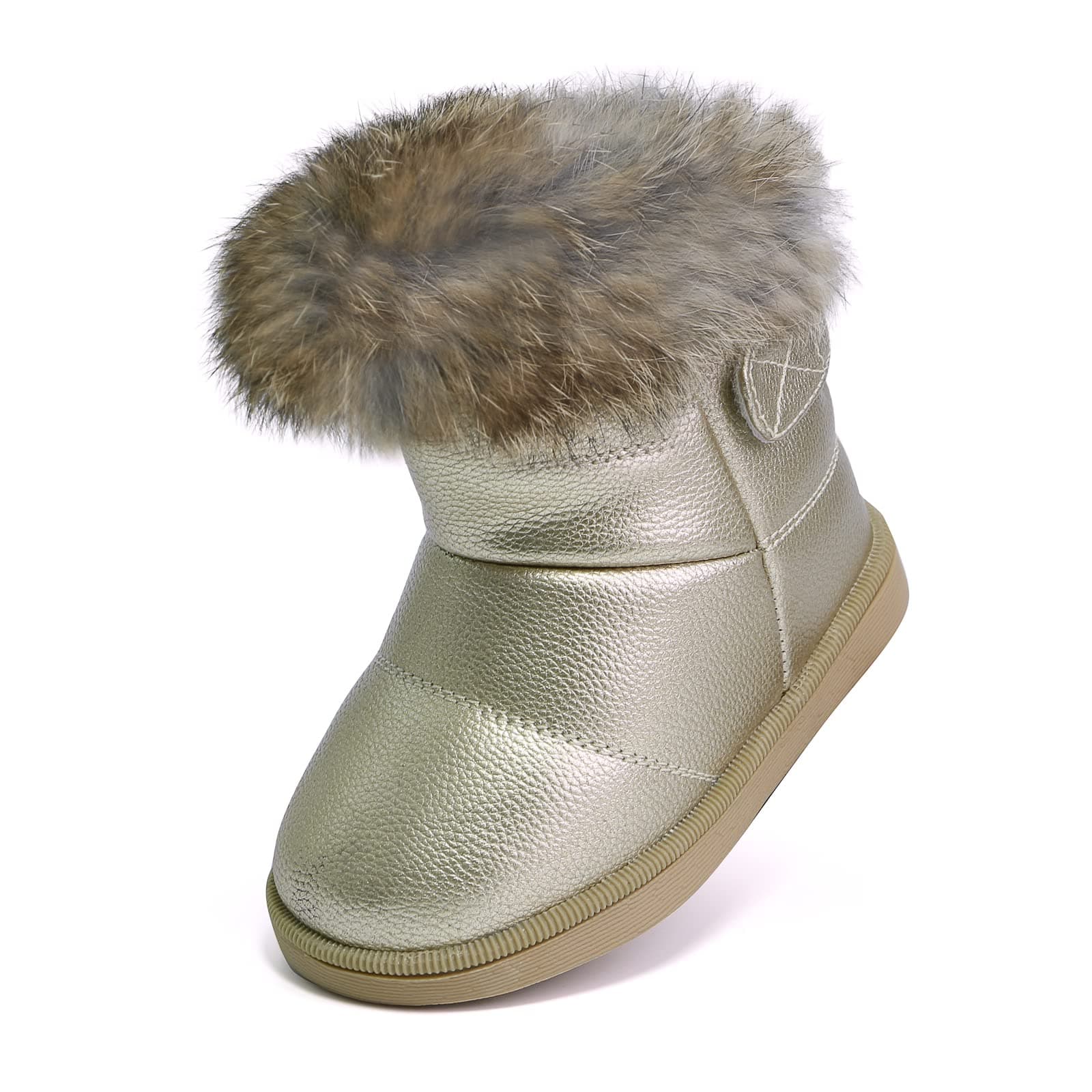 Baby Girls Soft Leather Booties Winter Snow Boots Waterproof for Toddler Girls Pink White Rose Gold Brown