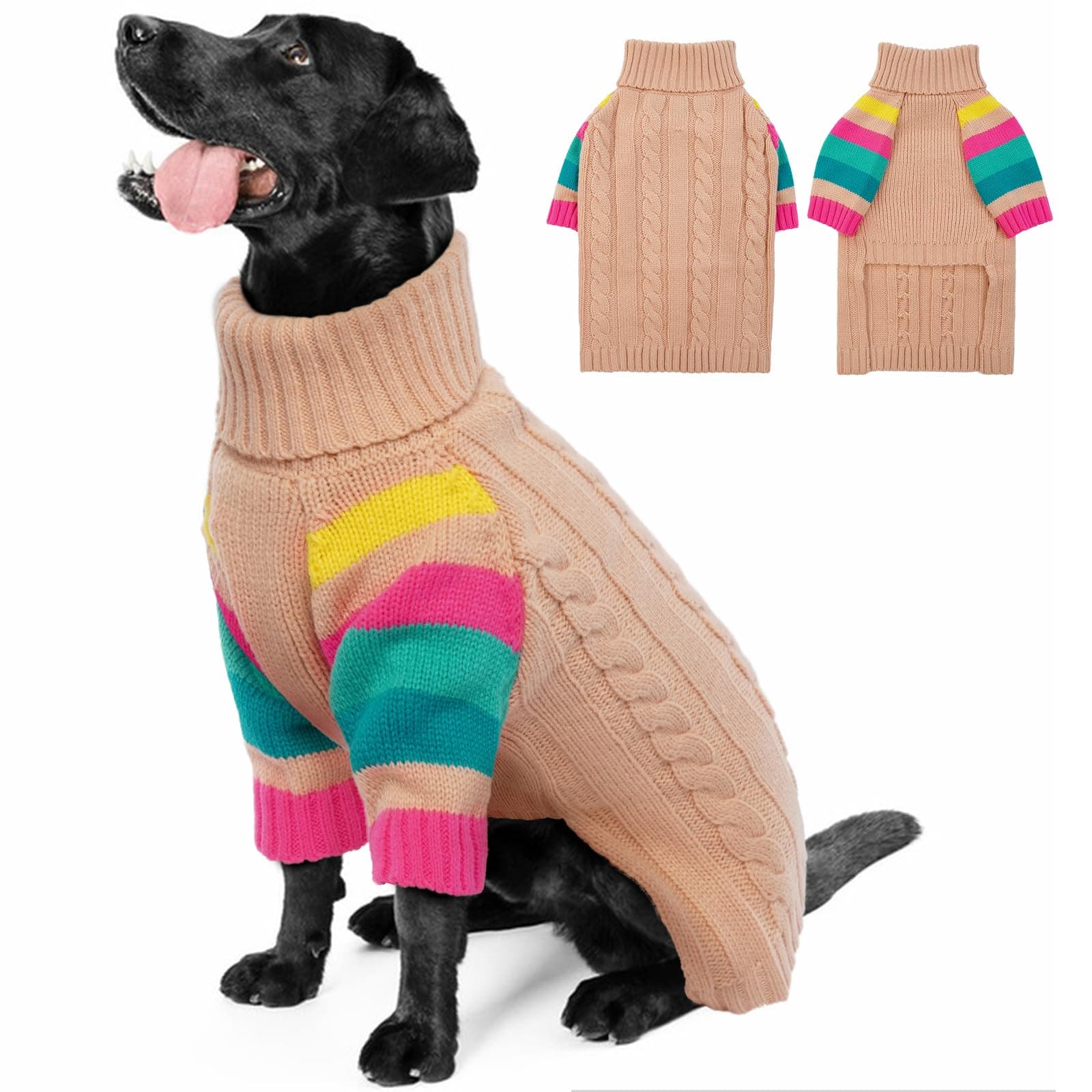 OUOBOB Dog Jumper, Large Dog Jumpers for Dogs Girls Boys, Turtleneck Pullover Winter Pink Dog Vest, Christmas Dog Outfits, Pet Sweatshirt Apparel Knitwear, Golden Retriever, Labrador, Rottweiler XXL