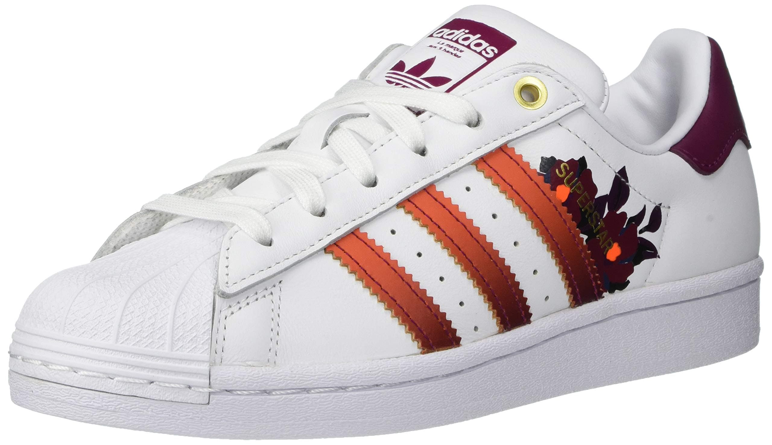 adidas Originals Women's Superstar Sneaker, White/Power Berry, 5.5 M US