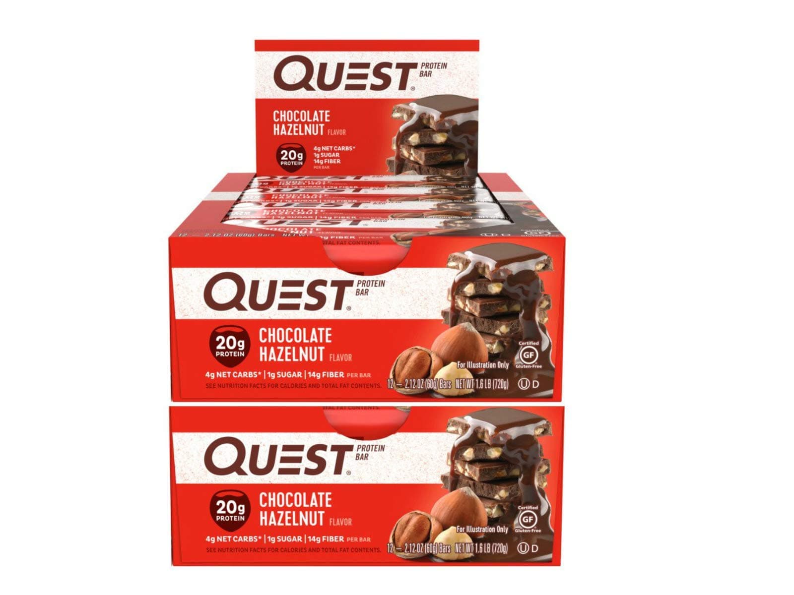 Quest Nutrition Protein Bar Choco Hazelnut. Low Carb Meal Replacement Bar with 20 Grams of Protein. High Fiber, Gluten-Free (24 Count)