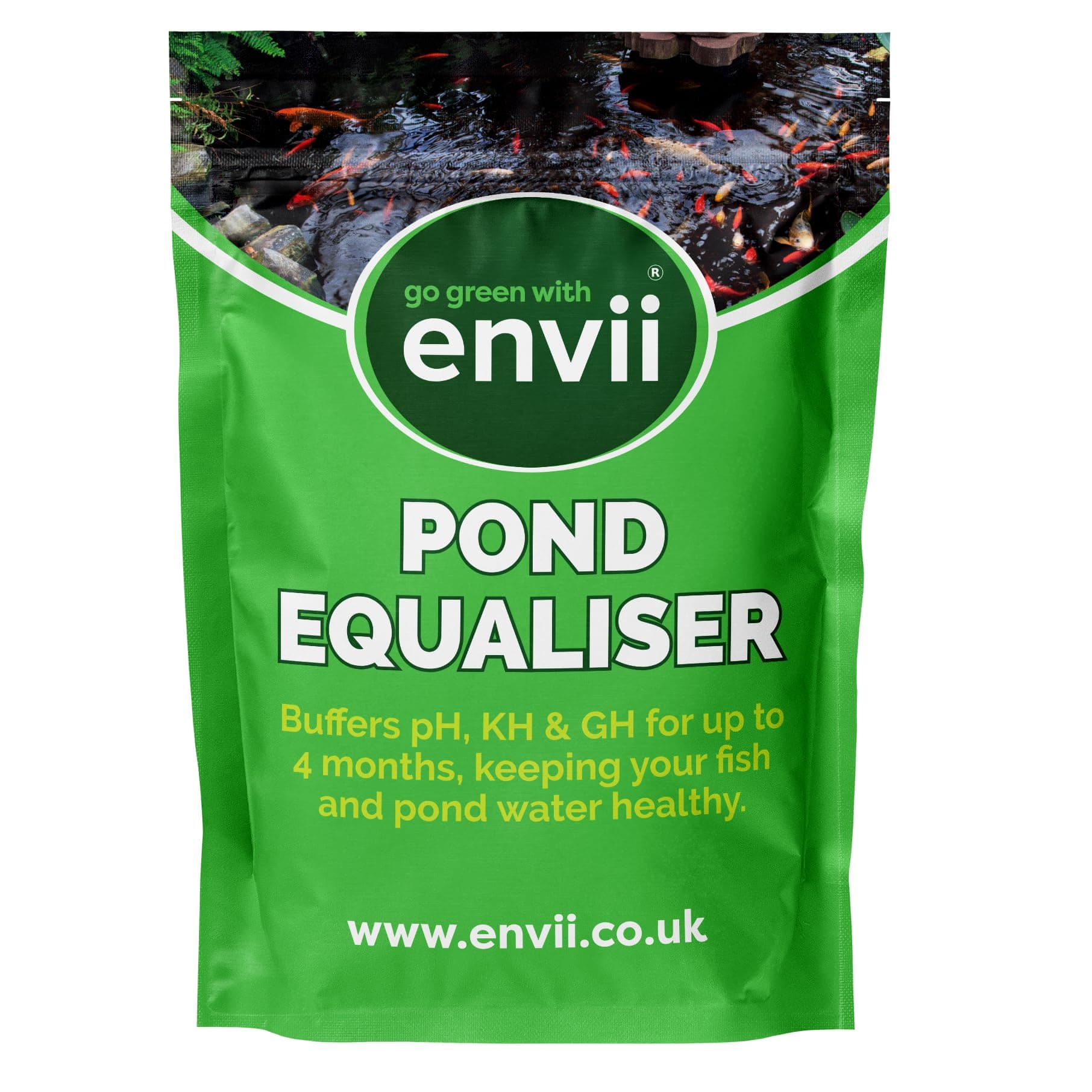 Envii Pond Equaliser – Pond Treatment Powder for Fish – Outdoor Garden – pH Regulator – Treats 2500 Litres – 250g