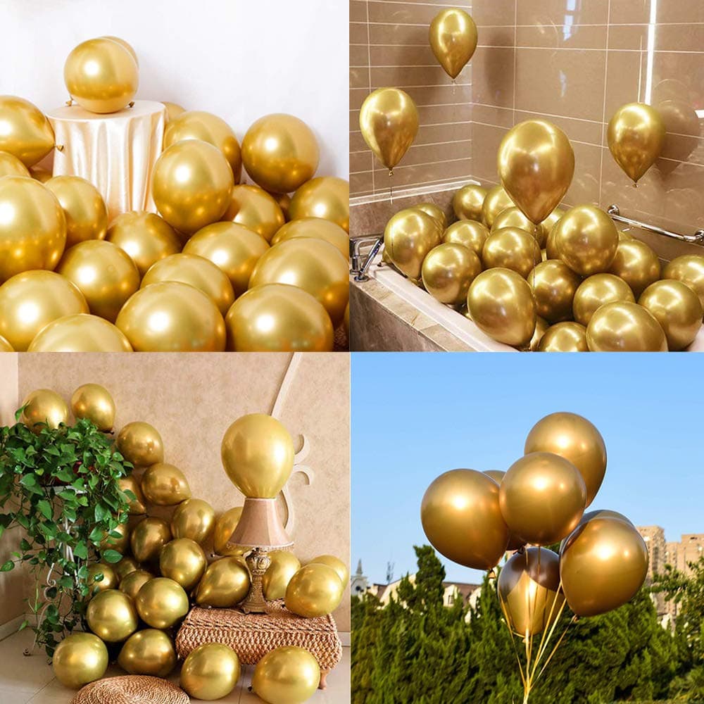 Cettkowns 50-Pack 12" Latex Metallic Balloons for Wedding Birthday Baby Shower Christmas Festival Anniversary Party Picnic or any Friends & Family Party Decorations (Metallic Gold)