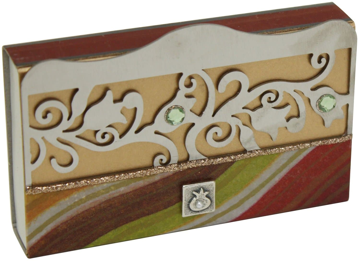 Lily Art Glass Appliquéd Large Matchbox Holder in Multicolor with Match Box