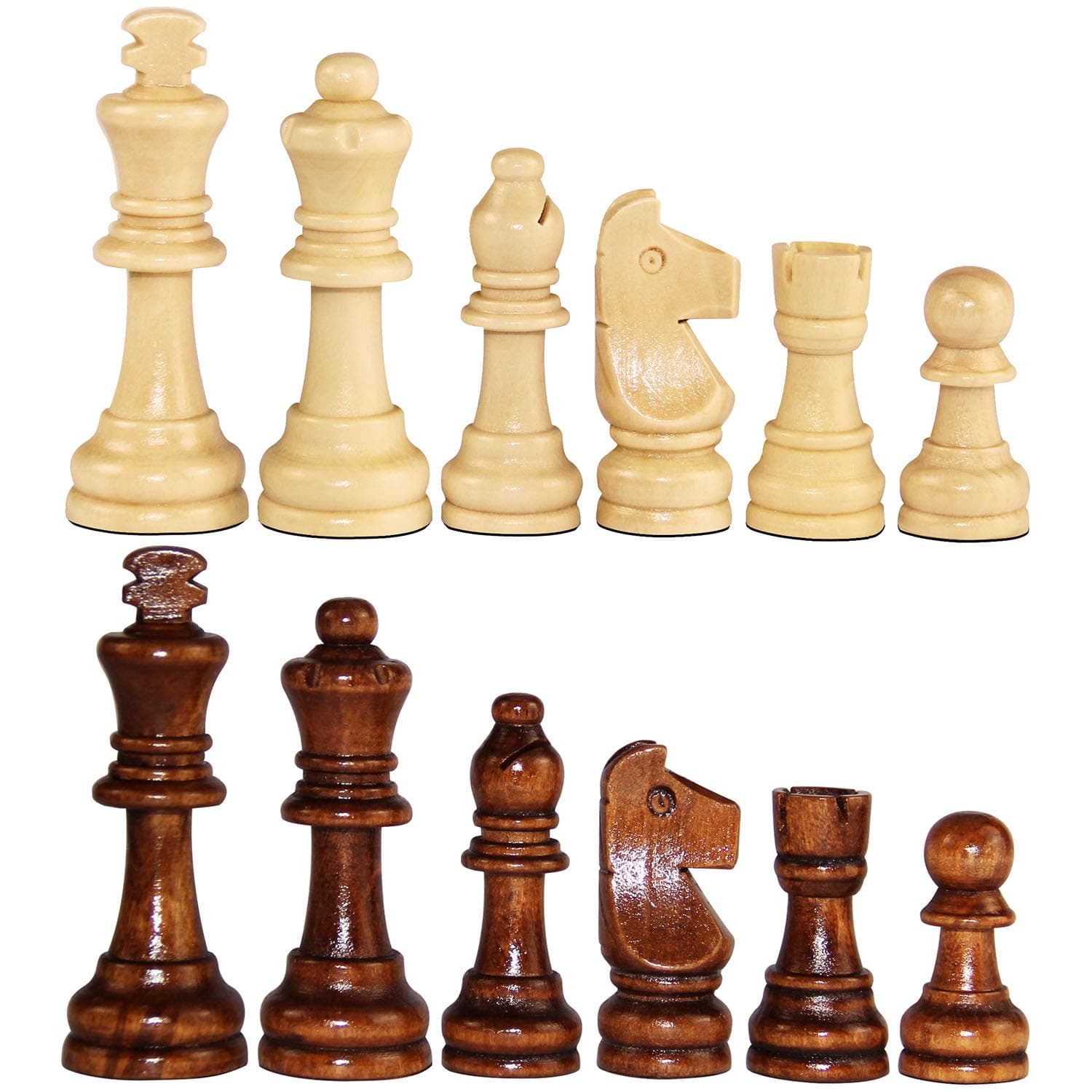 ASNEY Wooden Chess Pieces, Tournament Staunton Chessmen, 3.15" King, Includes Storage Bag
