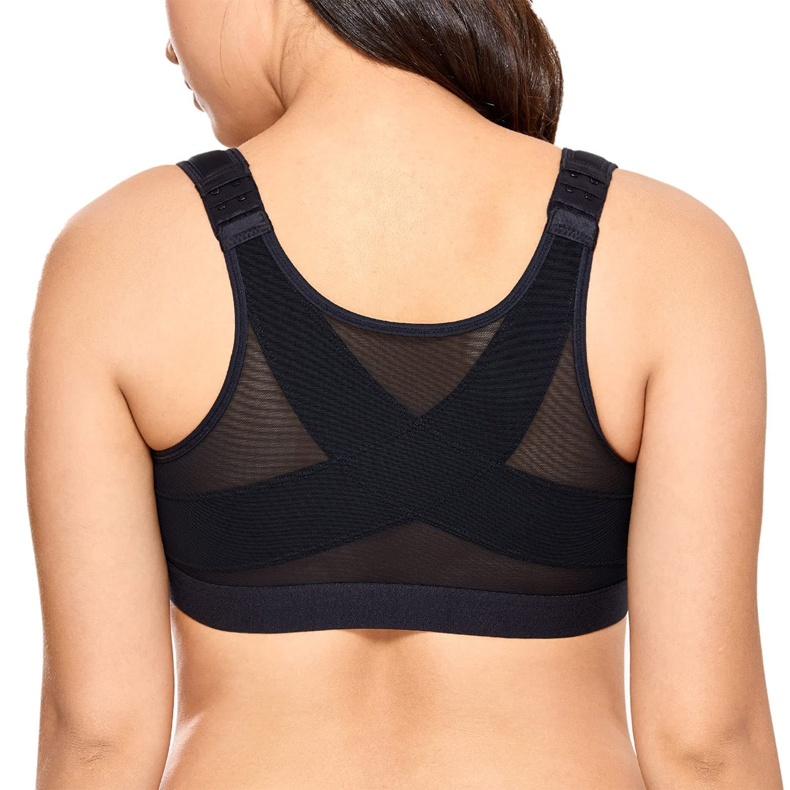 Women's Full Coverage Front Closure Wire Free Back Support Posture Bra