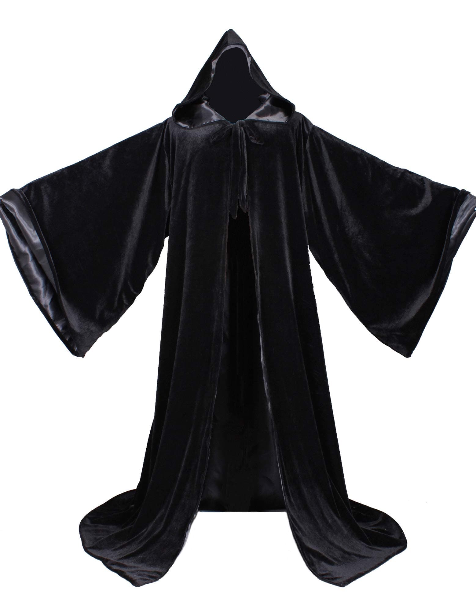 Velvet Wizard Robe with Satin Lined Hood and Sleeves