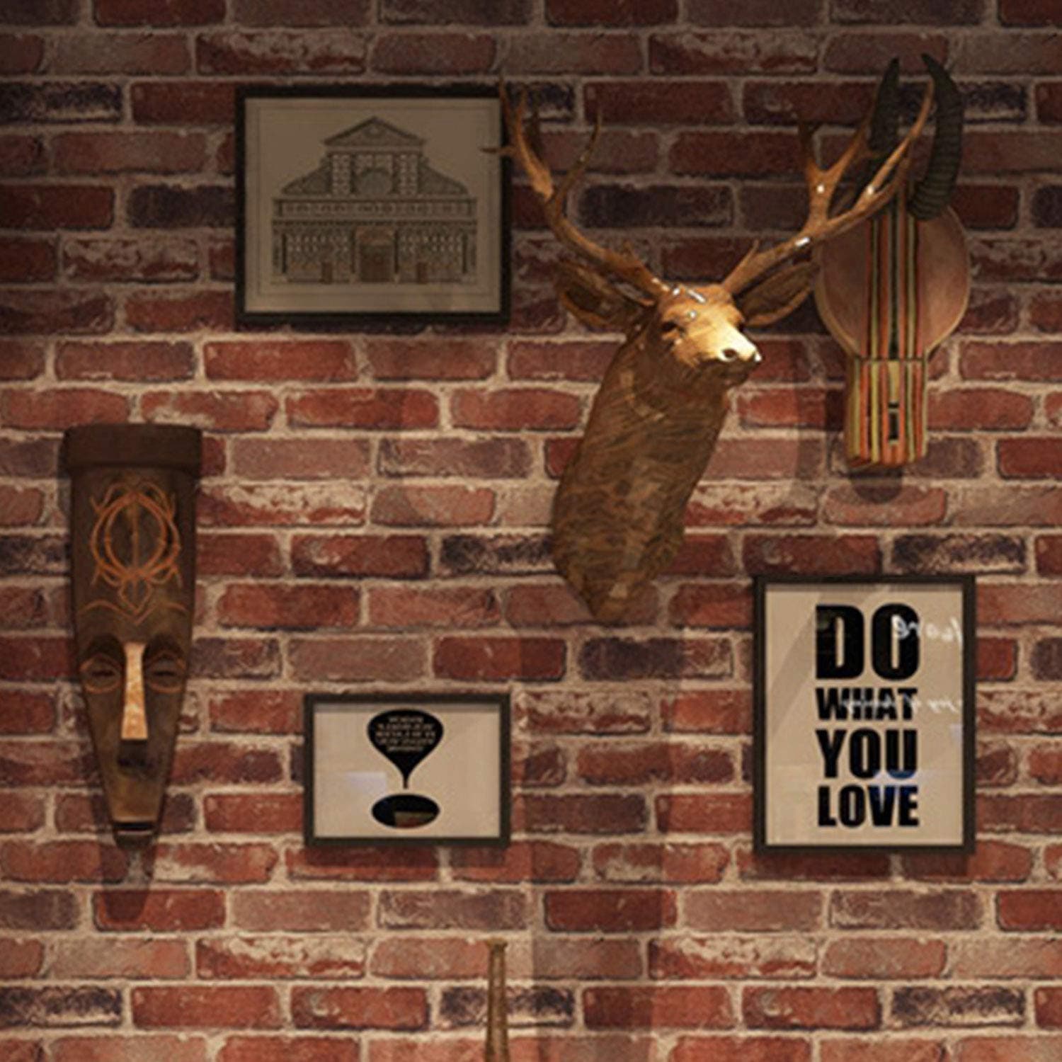 Okydoky Peel and Stick Wallpaper, Rustic Red Brick Wallpaper for Home Decoration, Kitchen Backsplash, Vinyl Self Adhesive Wall Paper for House, Workshop & Office, 17.3" x 393", C204-10