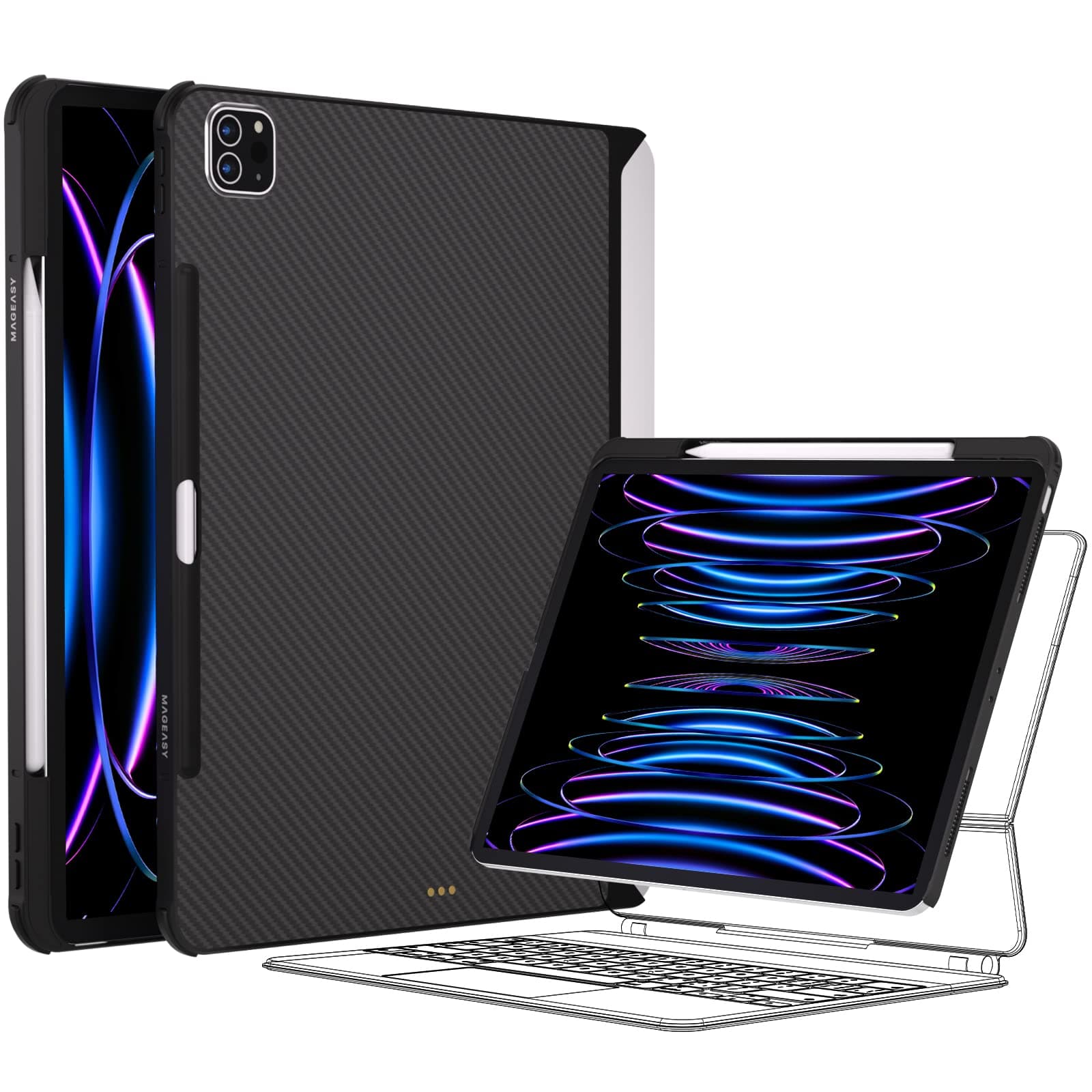 MAGEASYCitiCover for 2024 M2 iPad Air 11" Case with Pencil Holder - Compatible with Magic Keyboard, Premium Aramid Fiber, Fit 2020-2024 iPad Air / 2018-2022 iPad Pro 11"