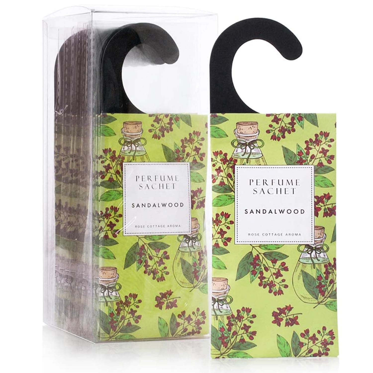 ROSE COTTAGE 12Packs Sandalwood Hanging Potpourri Bags Natural Air Freshener Closet Fresheners Sachets Air Deodorizer