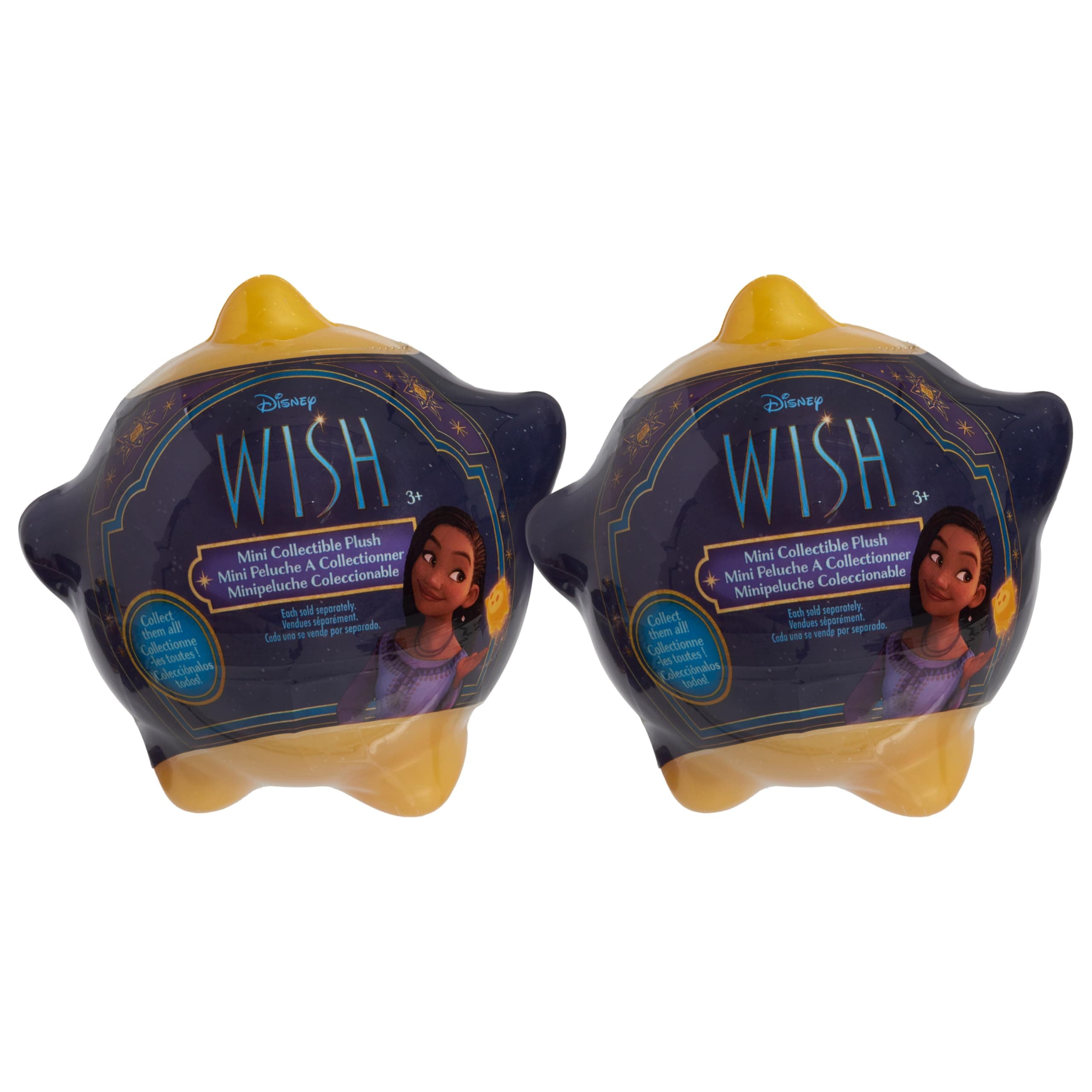 Just Play Disney Wish Mini Collectible Plush, 2 Blind Bag Inspired Capsules, Kids Toys for Ages 2 Up