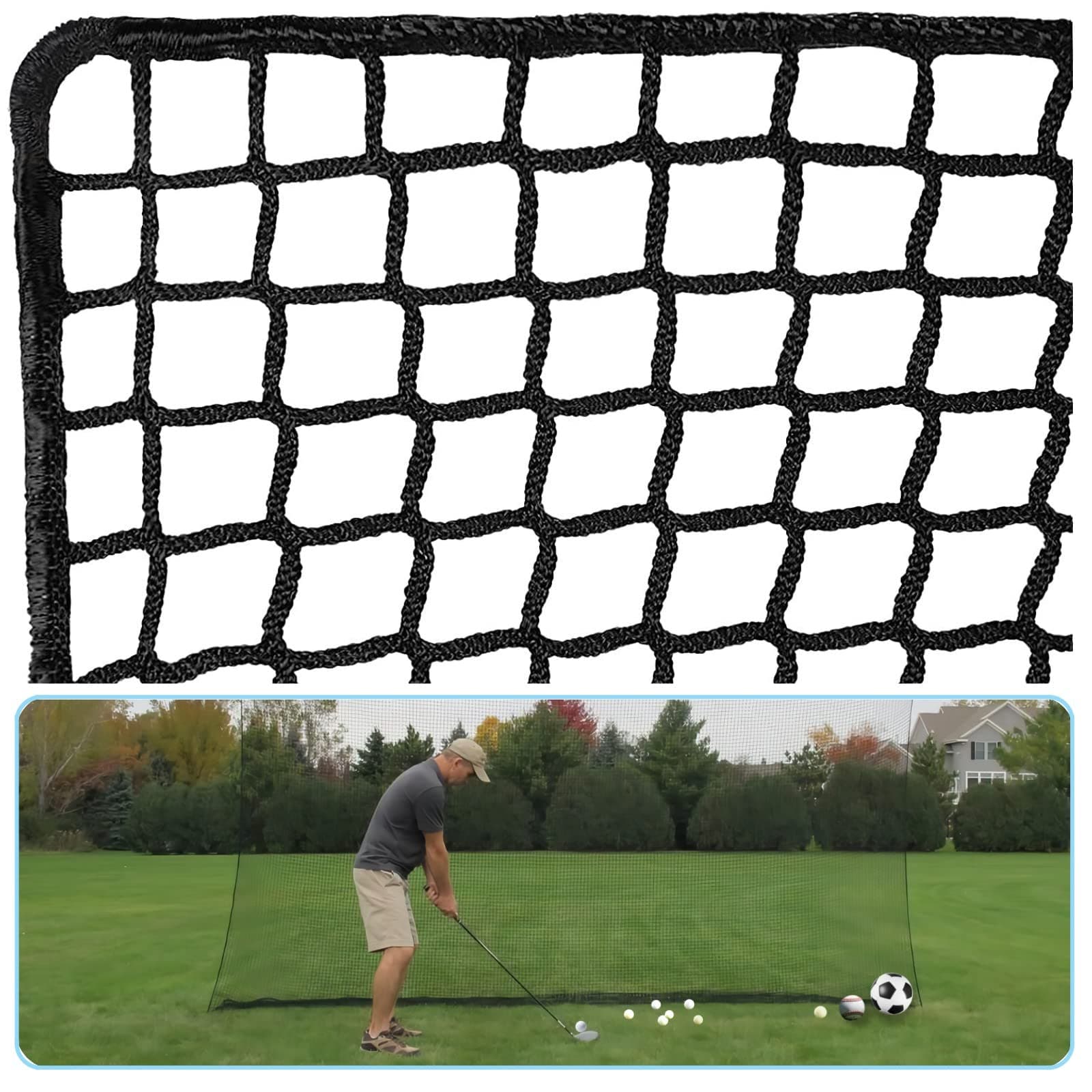 IUZEAI Golf Practice Net - Heavy Duty Nylon Netting, 10x10ft/10x15ft/10x20ft
