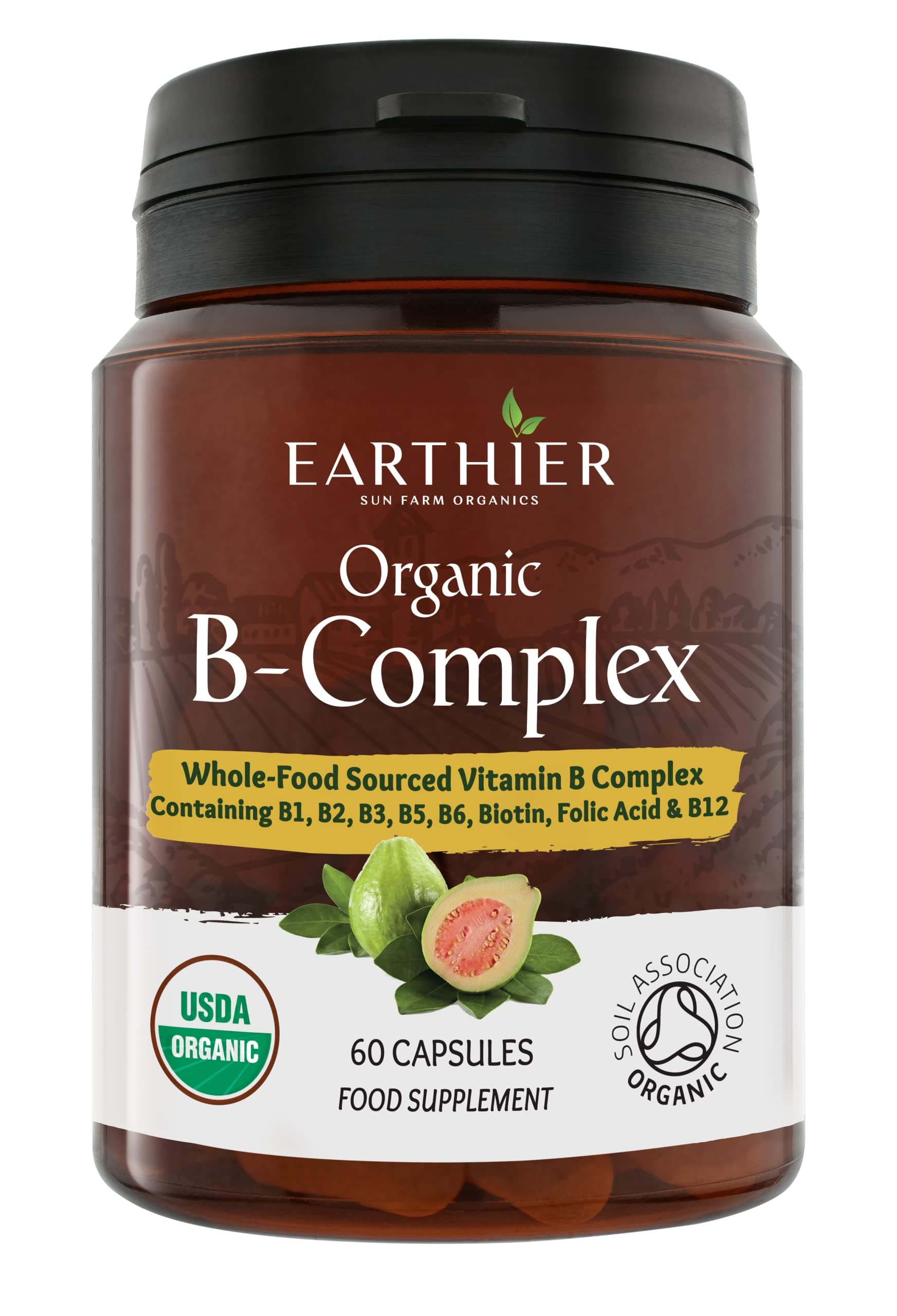 Organic Vitamin B Complex from Whole Foods - Blend of All 8 B Vitamins per Capsule - Vegan - 60 Capsules