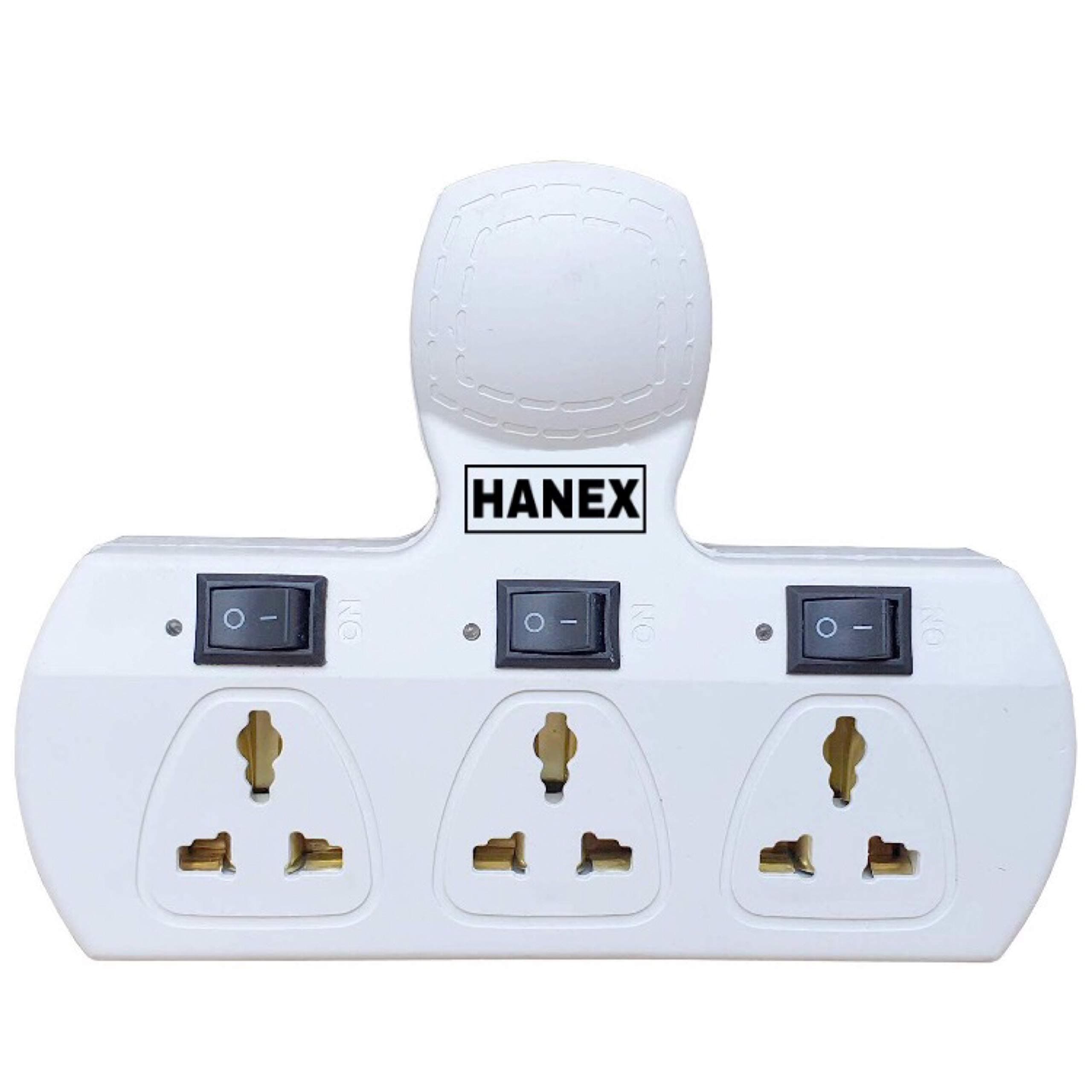 HANEX 3-Pin Socket Universal Plastic Multi-Plug 5 A with Individual Switch (Multicolour)