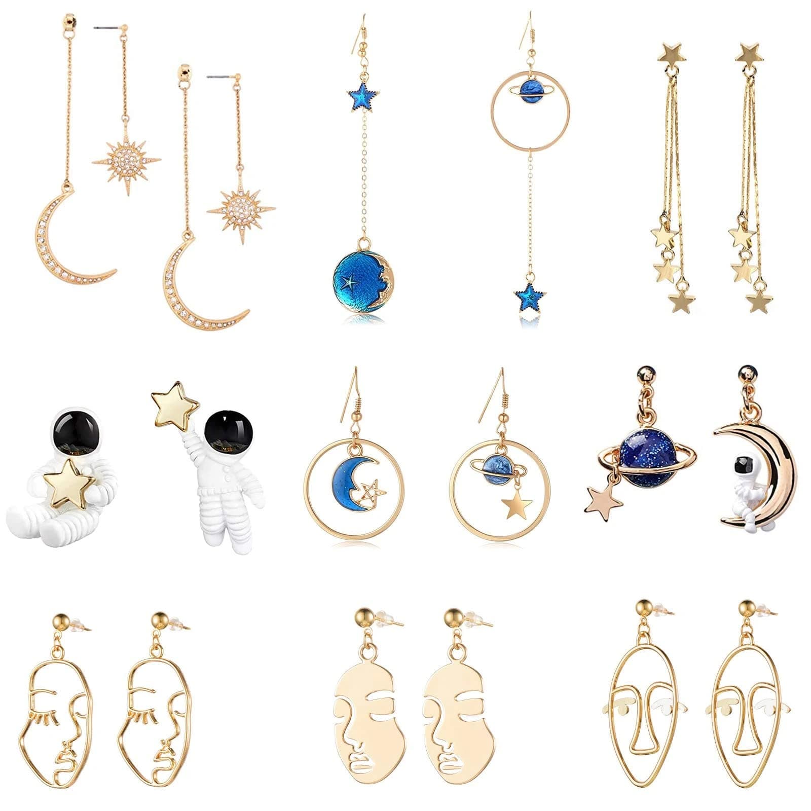 Aesthetic Star & Moon Drop Earrings - Cute & Cool Design for Girls & Women