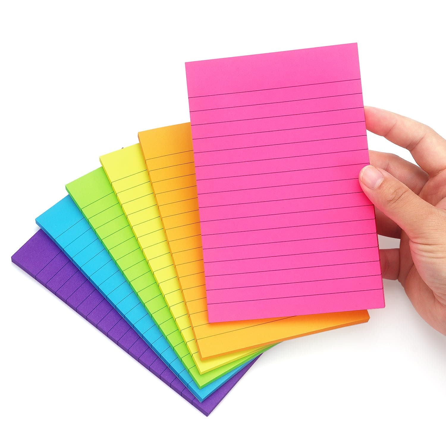 Early Buy Lined Sticky Notes with Lines 4x6 Self-Stick Notes 6 Bright Color 12 Pads, 50 Sheets/Pad