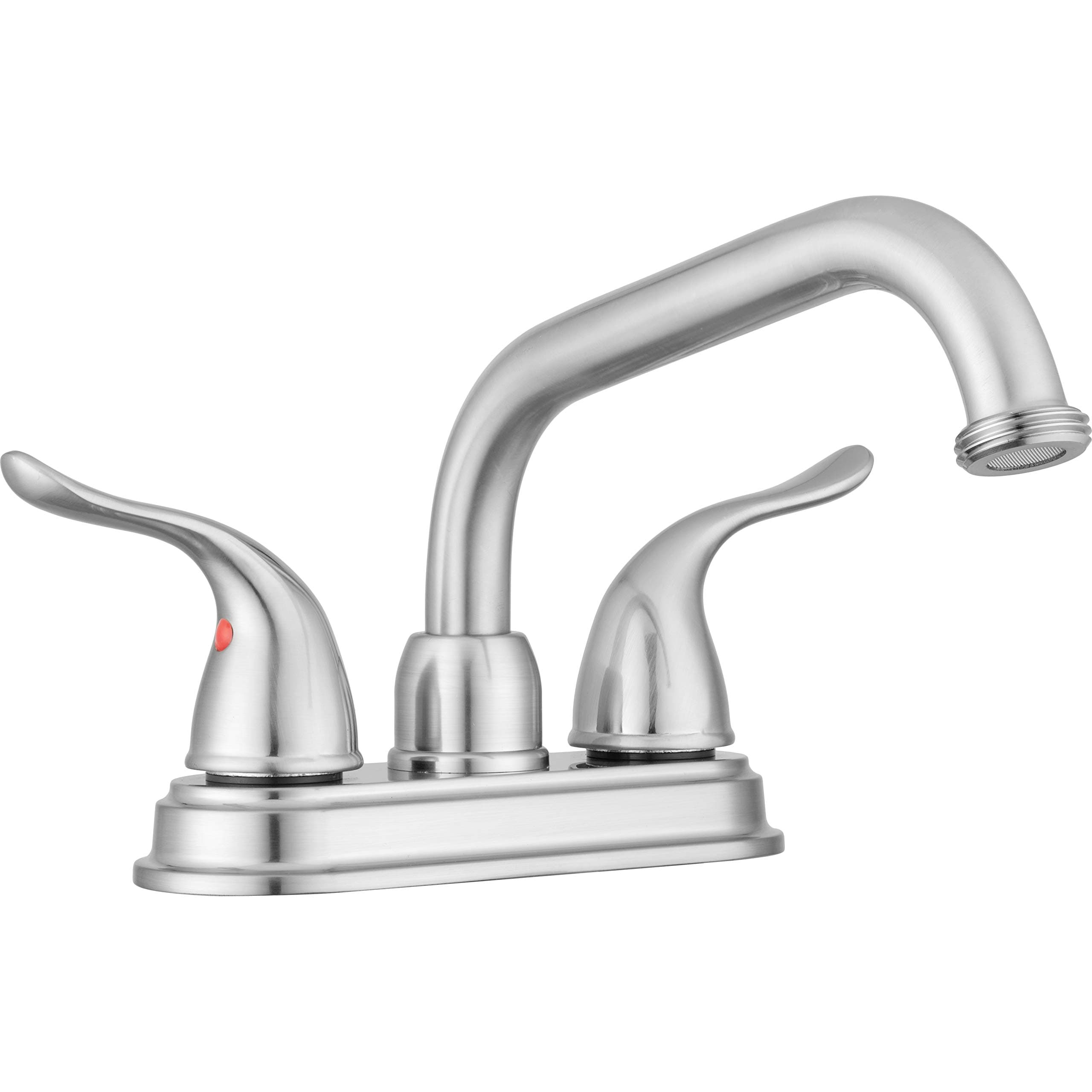 Pacific Bay Treviso Utility Laundry Sink Faucet, Threaded Brass Spout Hose End, Swivel Spout, 2-Handle Levers, Centerset (Brushed Satin Nickel Plated)