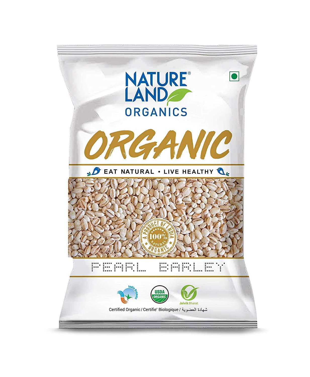 Natureland Organics Pearl Barley 500 Gm - Organic Barley