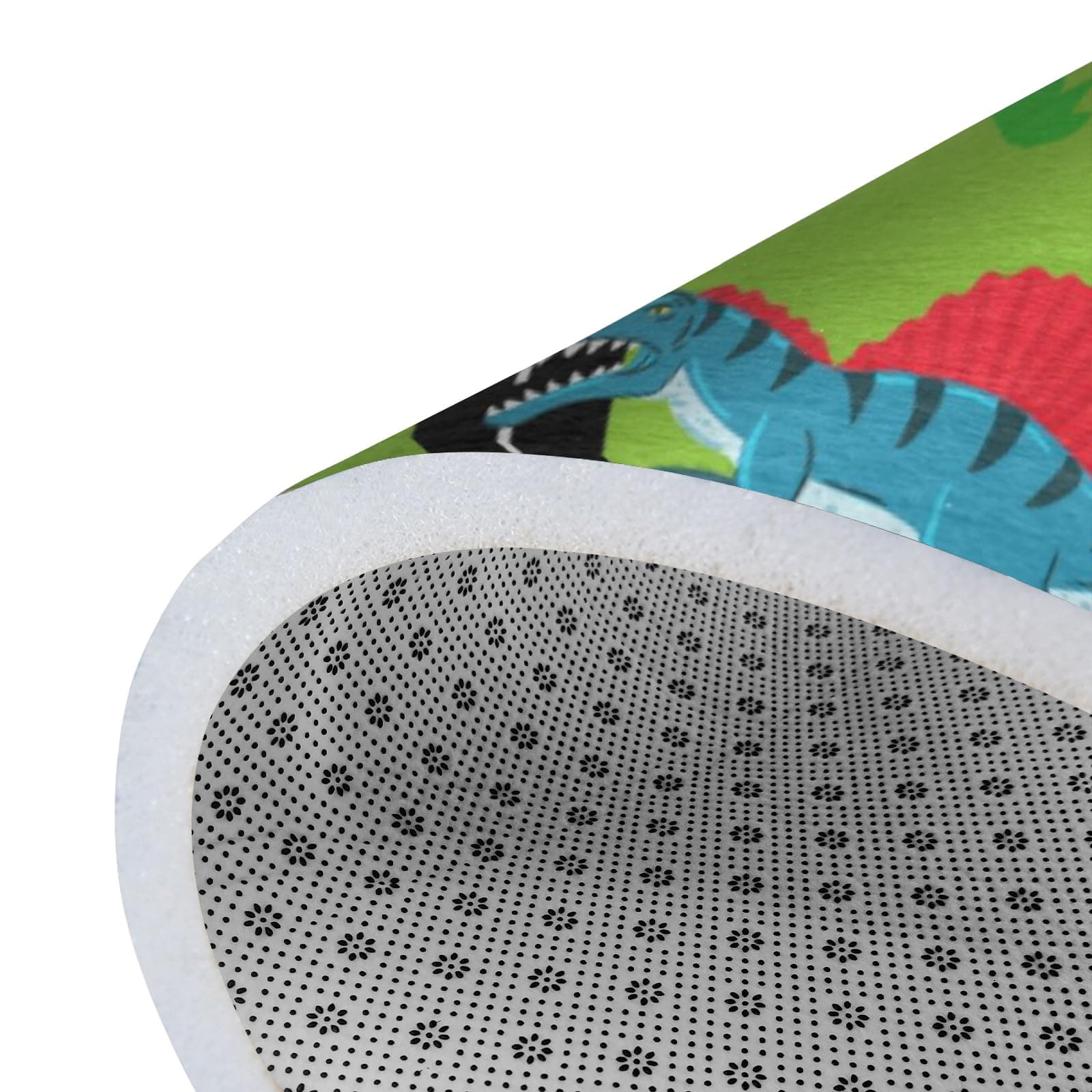 Kids Rug, Jurassic Forest Park Road System Playmat Rugs - 5x7 Ft Kids Carpet with Rubber Backing, Stegosaurus Spinosaurus Dinosaur Play Mat Great for Playing with Cars for Bedroom Playroom Nursery Rug