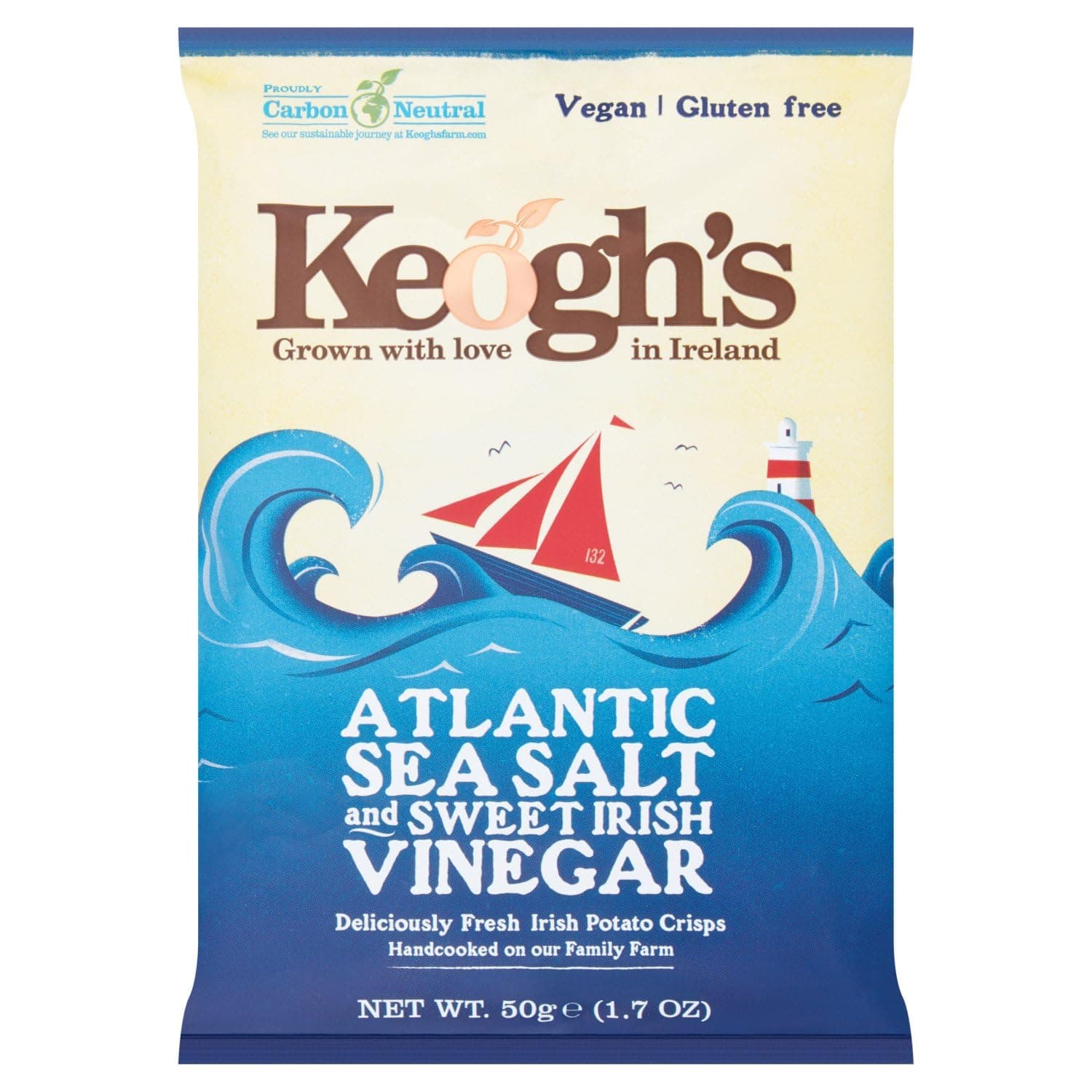 Keogh's Atlantic Sea Salt and Irish Cider Vinegar Crisps 50g x 3