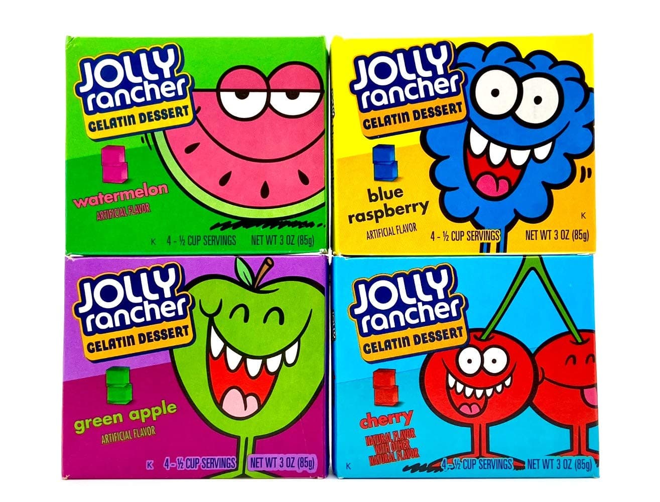 Jello Shot Bundle with Jolly Rancher Jello Gelatin. Watermelon, Green Apple, Blue Raspberry and Cherry Flavors. Includes Jello Shot Recipes from Carefree Caribou!