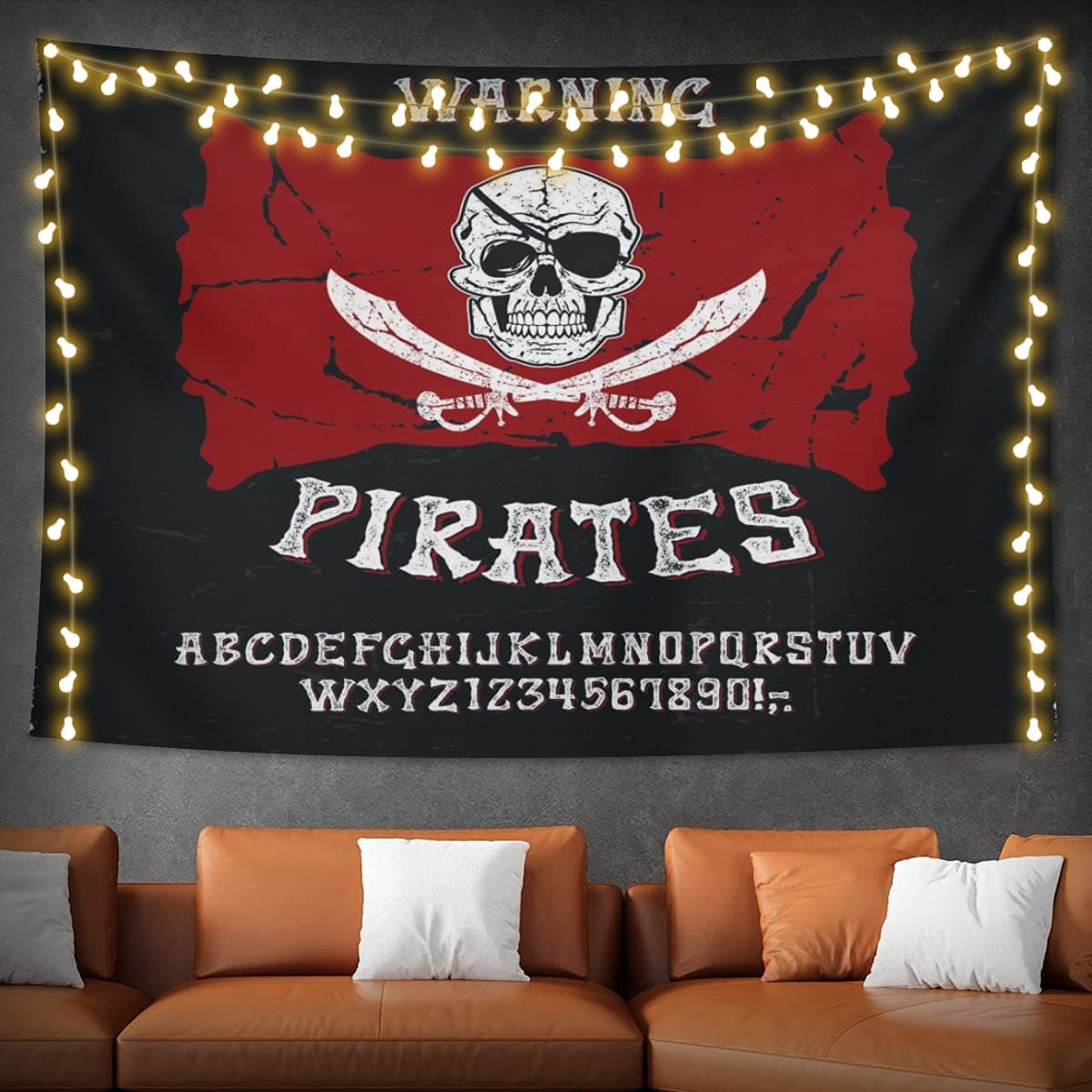 Black and White Pirate Skull Tapestry, Halloween Decorations, Pirate Party, Kids Room Décor Bar Decor Outdoor/Indoor Flags for Pirate Party Halloween Decoration Birthday Festival