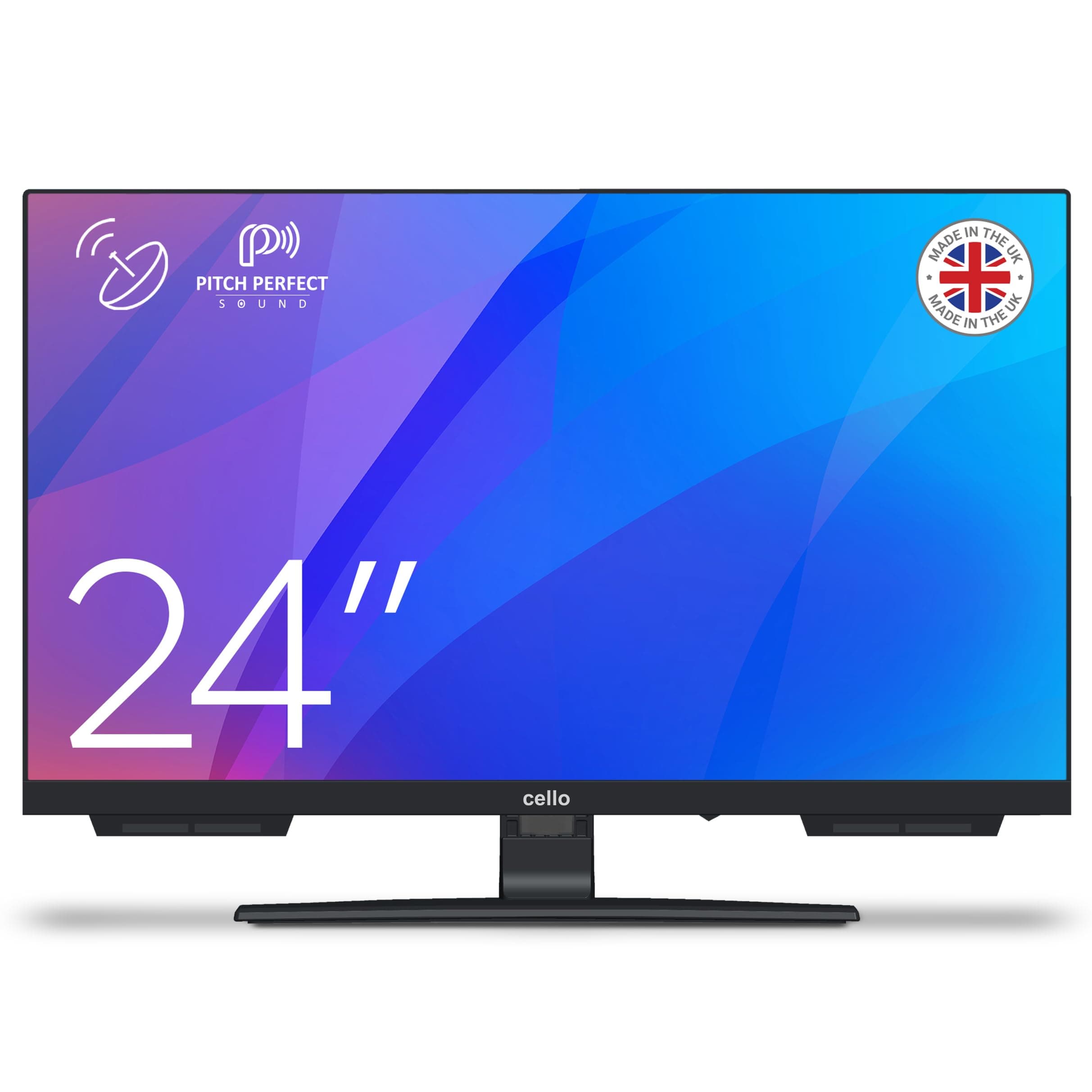 24 inch LED TV C2424SH with Freeview & Satellite, Easy Setup Mains Powered, Non-Smart, USB Record from Live TV, Frameless Style, Pitch Perfect Sound, Made in the UK