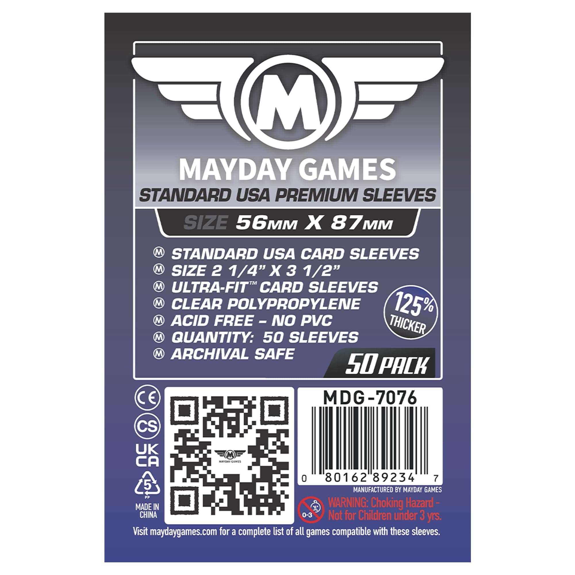 Mayday Games 56 x 87 mm SLEEVES Standard USA Premium Card Game (Pack of 50)