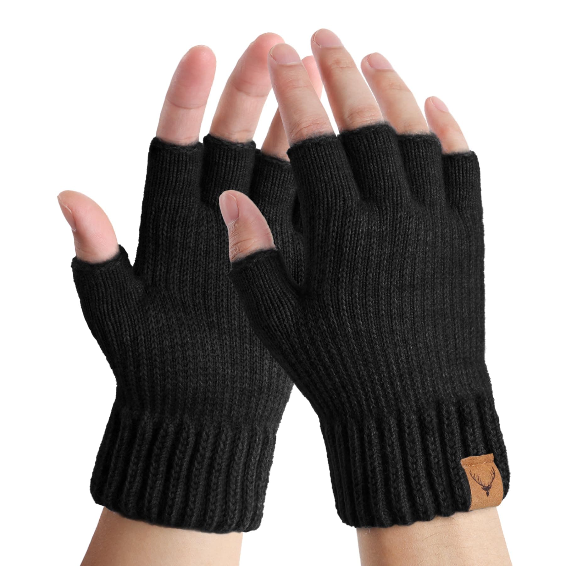 LADES Fingerless Gloves Thermal Winter Gloves Warm Knitted Half Finger Gloves Mittens for Men Women Typing Driving Working
