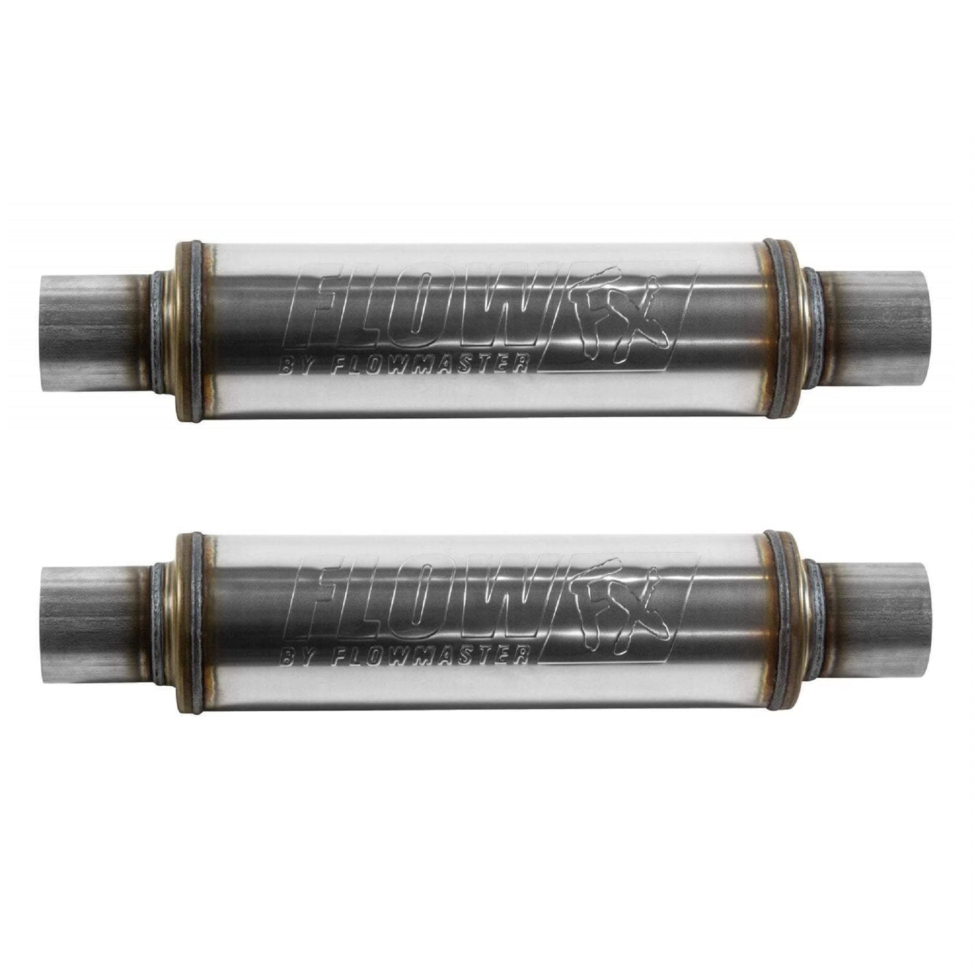 Muffler 2-Pack Compatible with Flowmaster FlowFX 71416, 2.5" In/Out Center Round, Moderate Sound