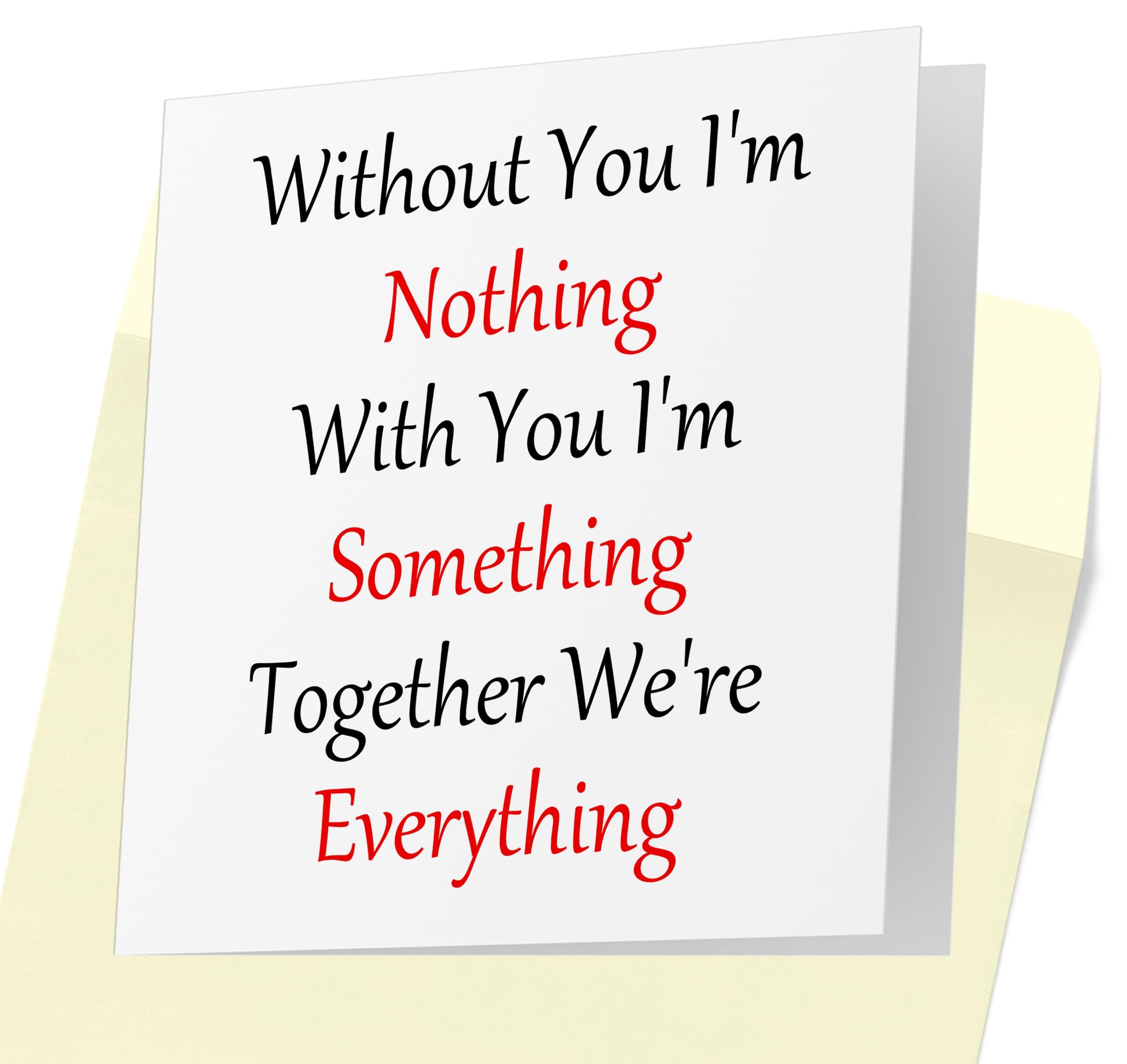 Cus2mize - Together We're Everything - Card for Birthday or Anniversary, Romantic Spouse, Greeting Cards. CD9