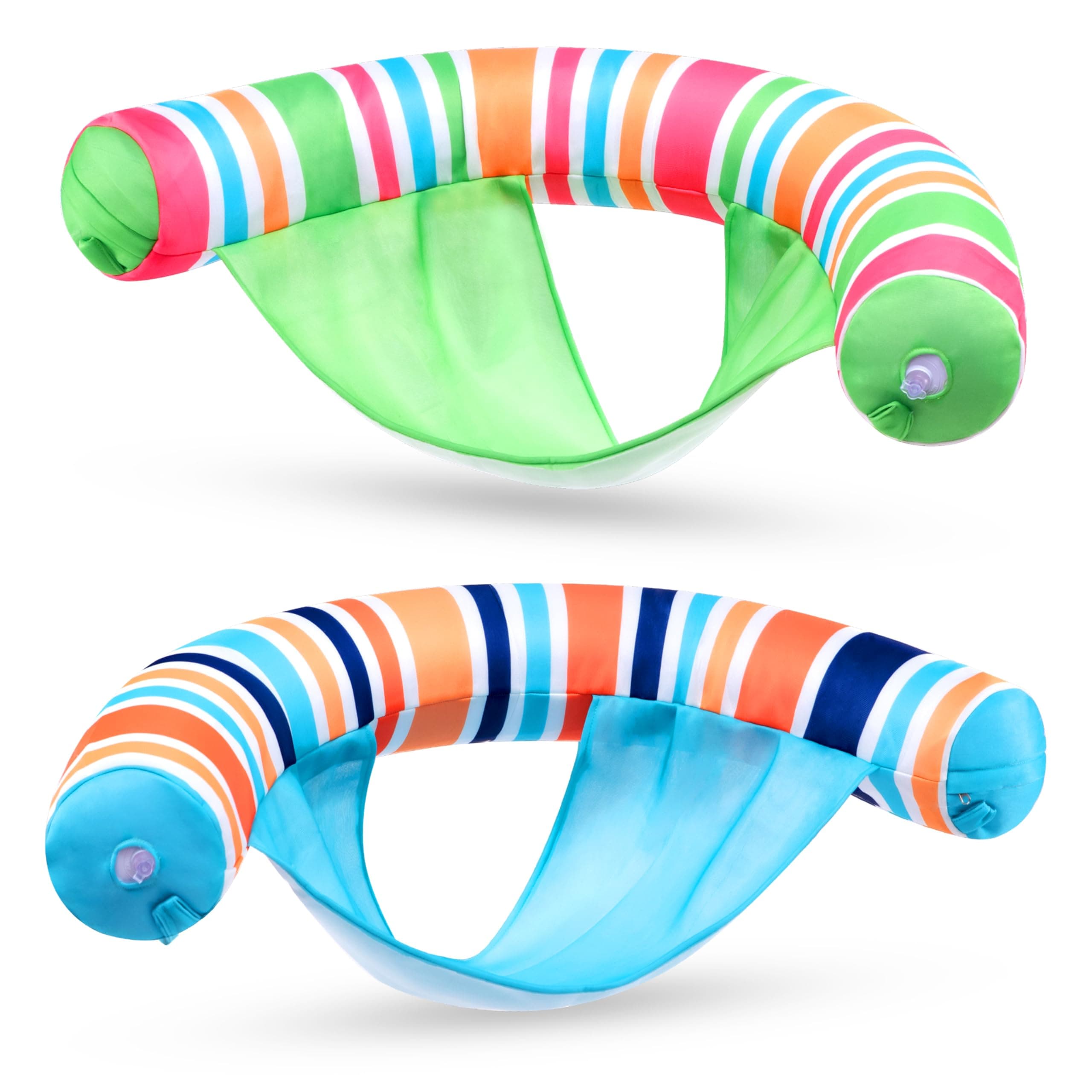 Sloosh Inflatable Pool Floats Chairs Adults, 2 Packs Floating Noodle Chair with Stripes Design Soft Fabric Covered with Sling for Swimming Pool Water Chair Pool Lounger Party Floaties