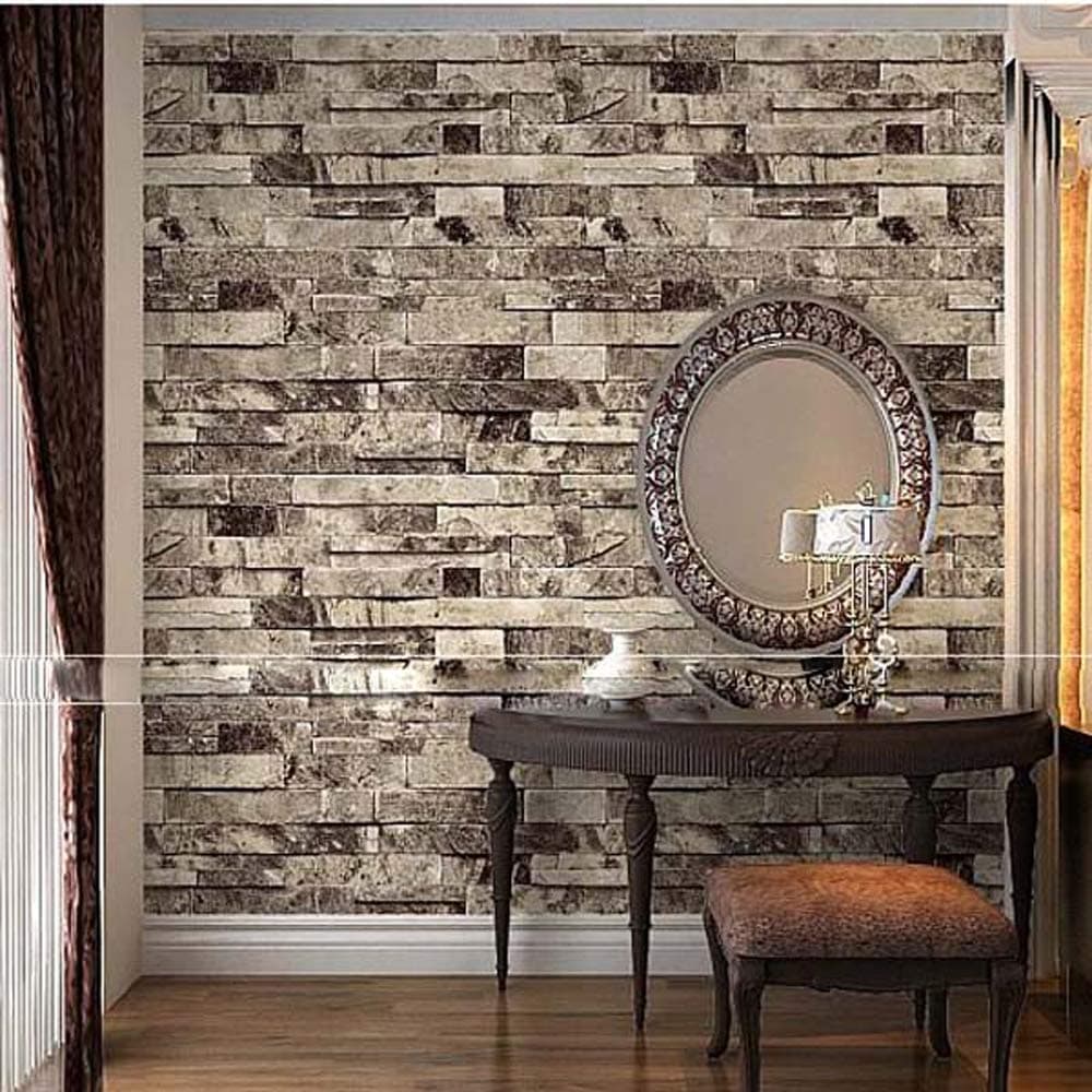 Three-dimensional Wallpaper Brick Wall Wallpaper 3D Textured Bricks Gray Color