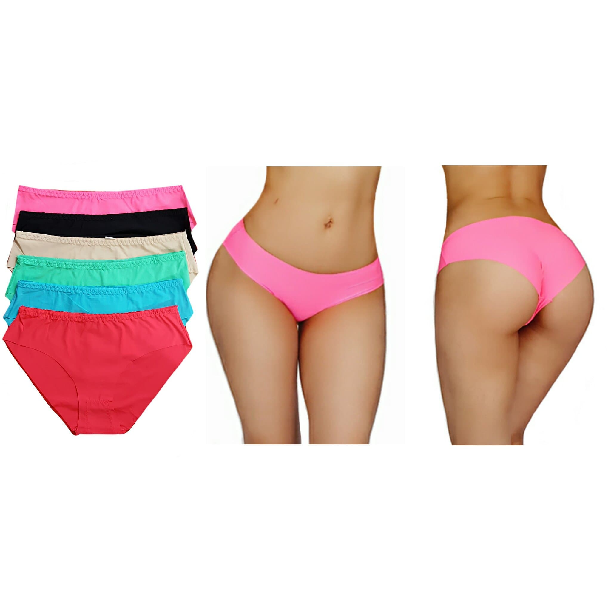 oki doki Seamless Laser Brazilian Cut Tanga Panties Pack Of 6.